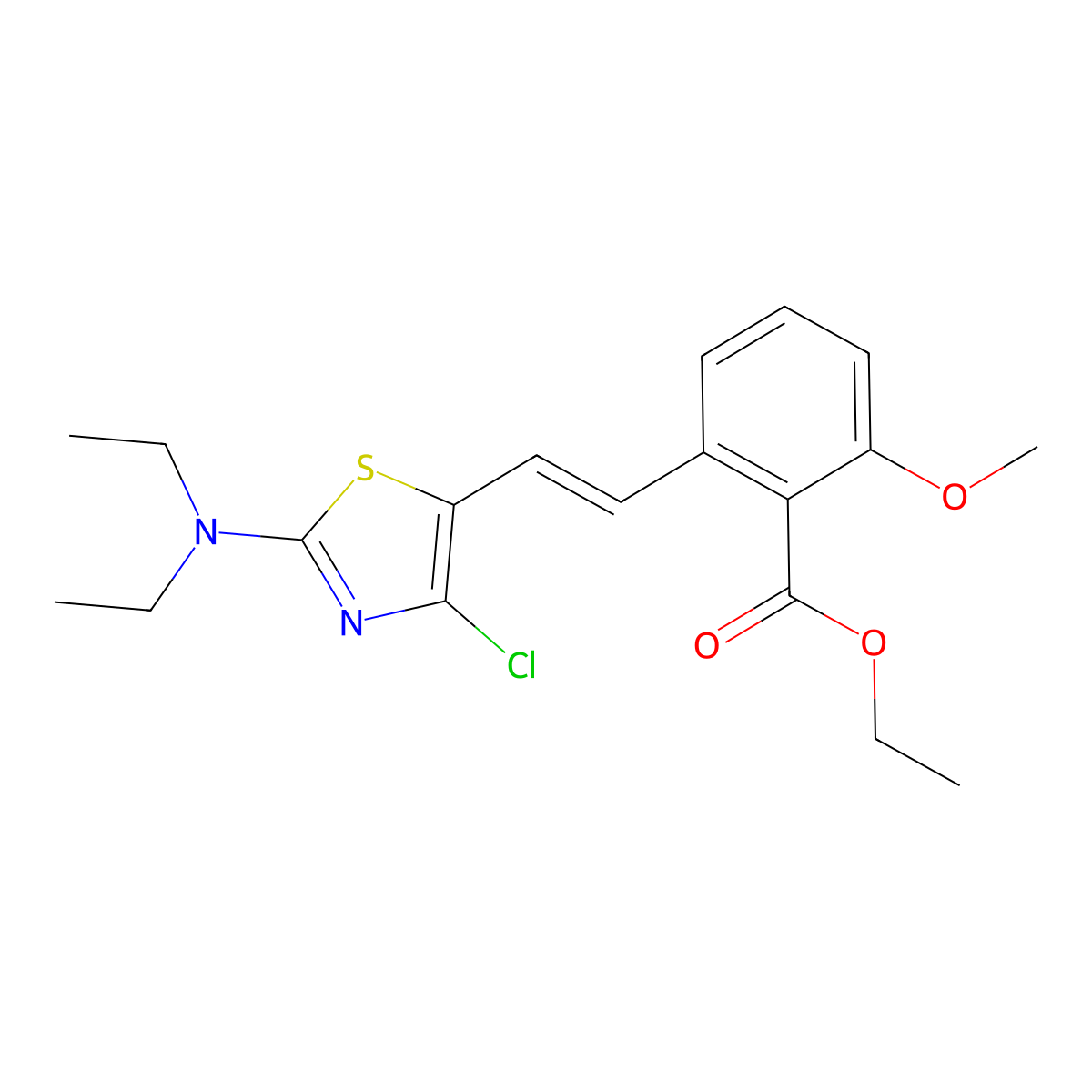 2-[2-(4-Chloro-2-diethylamino-thiazol-5-yl)-vinyl]-6-methoxy-benzoic acid ethyl ester molecular structure, CAS 365542-35-4