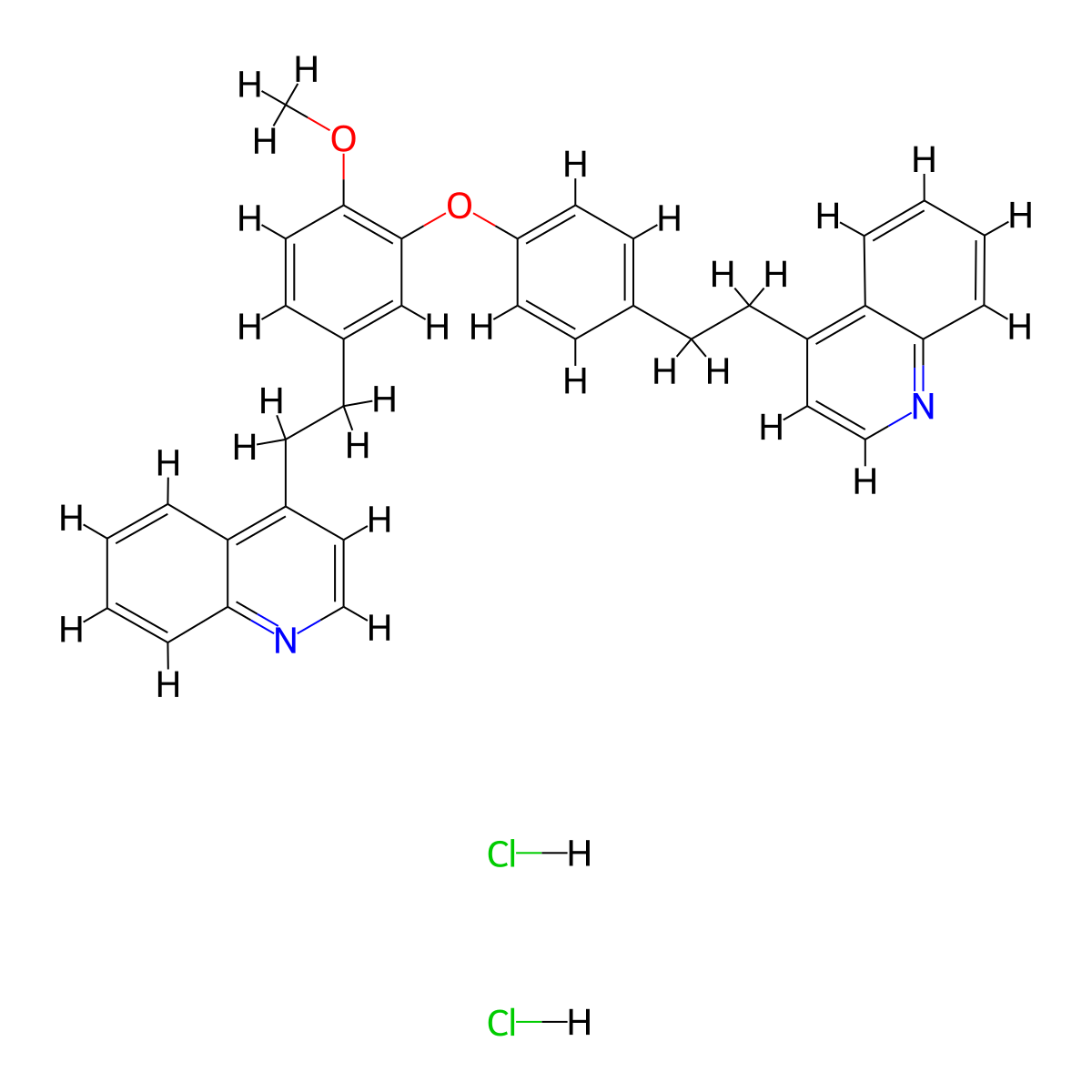 4-[2-[4-[2-Methoxy-5-[2-(4-quinolyl)ethyl]phenoxy]phenyl]ethyl]quinoline dihydrochloride molecular structure, CAS 365542-45-6