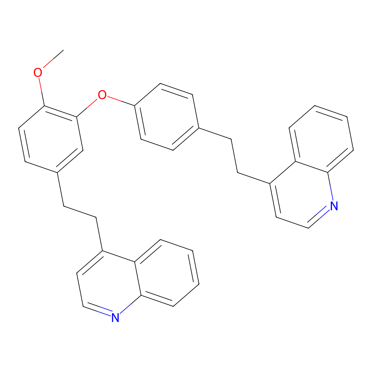 4-[2-[4-[2-Methoxy-5-[2-(4-quinolyl)ethyl]phenoxy]phenyl]ethyl]quinoline molecular structure, CAS 365542-46-7