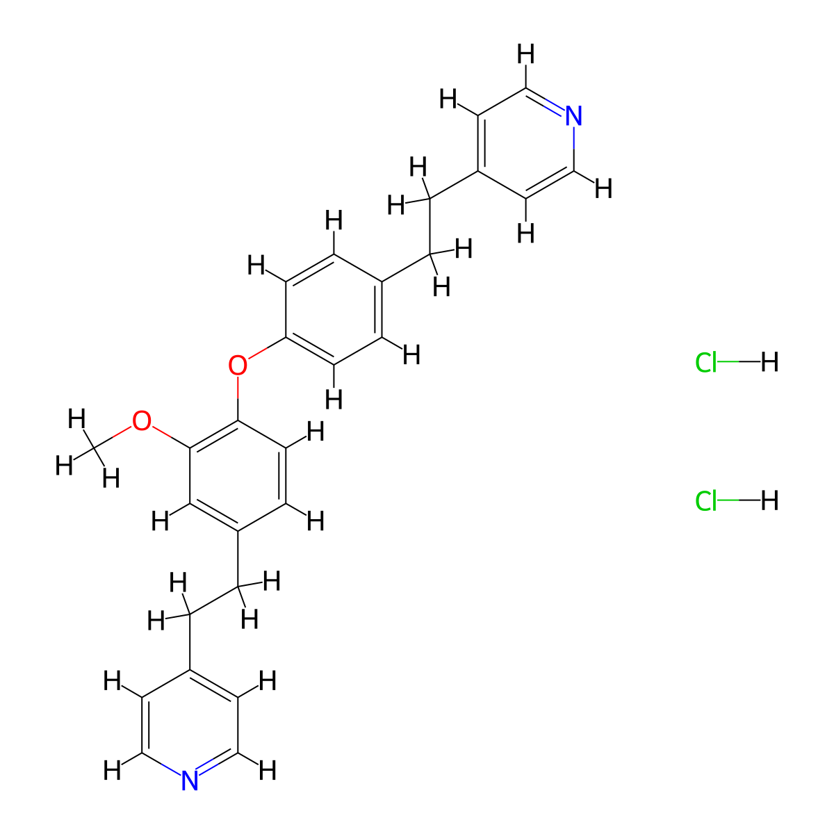 4-[2-[3-Methoxy-4-[4-[2-(4-pyridyl)ethyl]phenoxy]phenyl]ethyl]pyridine dihydrochloride molecular structure, CAS 365542-49-0