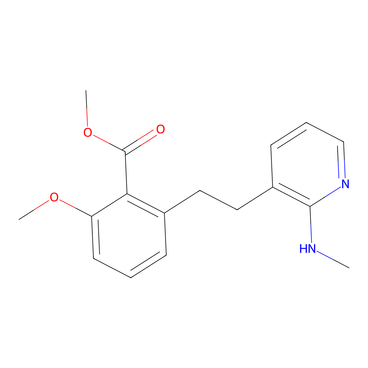 2-Methoxy-6-[2-(2-methylamino-pyridin-3-yl)-ethyl]-benzoic acid methyl ester molecular structure, CAS 365542-51-4
