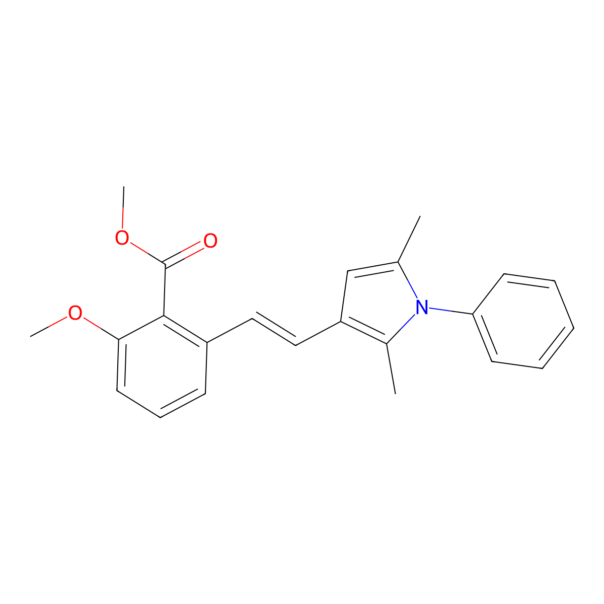 2-[2-(2,5-Dimethyl-1-phenyl-1H-pyrrol-3-yl)-vinyl]-6-methoxy-benzoic acid methyl ester molecular structure, CAS 365542-54-7