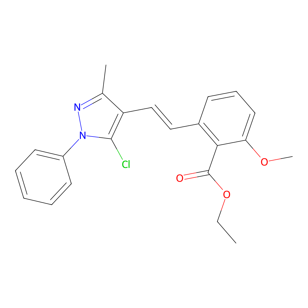 2-[2-(5-Chloro-3-methyl-1-phenyl-1H-pyrazol-4-yl)-vinyl]-6-methoxy-benzoic acid ethyl ester molecular structure, CAS 365542-58-1