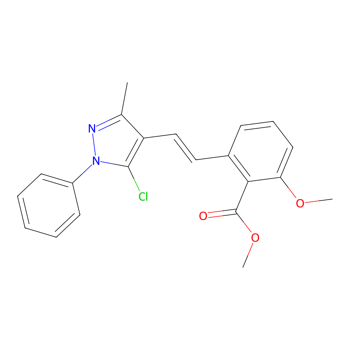 2-[2-(5-Chloro-3-methyl-1-phenyl-1H-pyrazol-4-yl)-vinyl]-6-methoxy-benzoic acid methyl ester molecular structure, CAS 365542-59-2