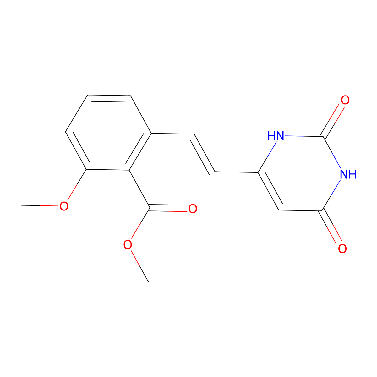2-[2-(2,6-Dioxo-1,2,3,6-tetrahydro-pyrimidin-4-yl)-vinyl]-6-methoxy-benzoic acid methyl ester molecular structure, CAS 365542-66-1