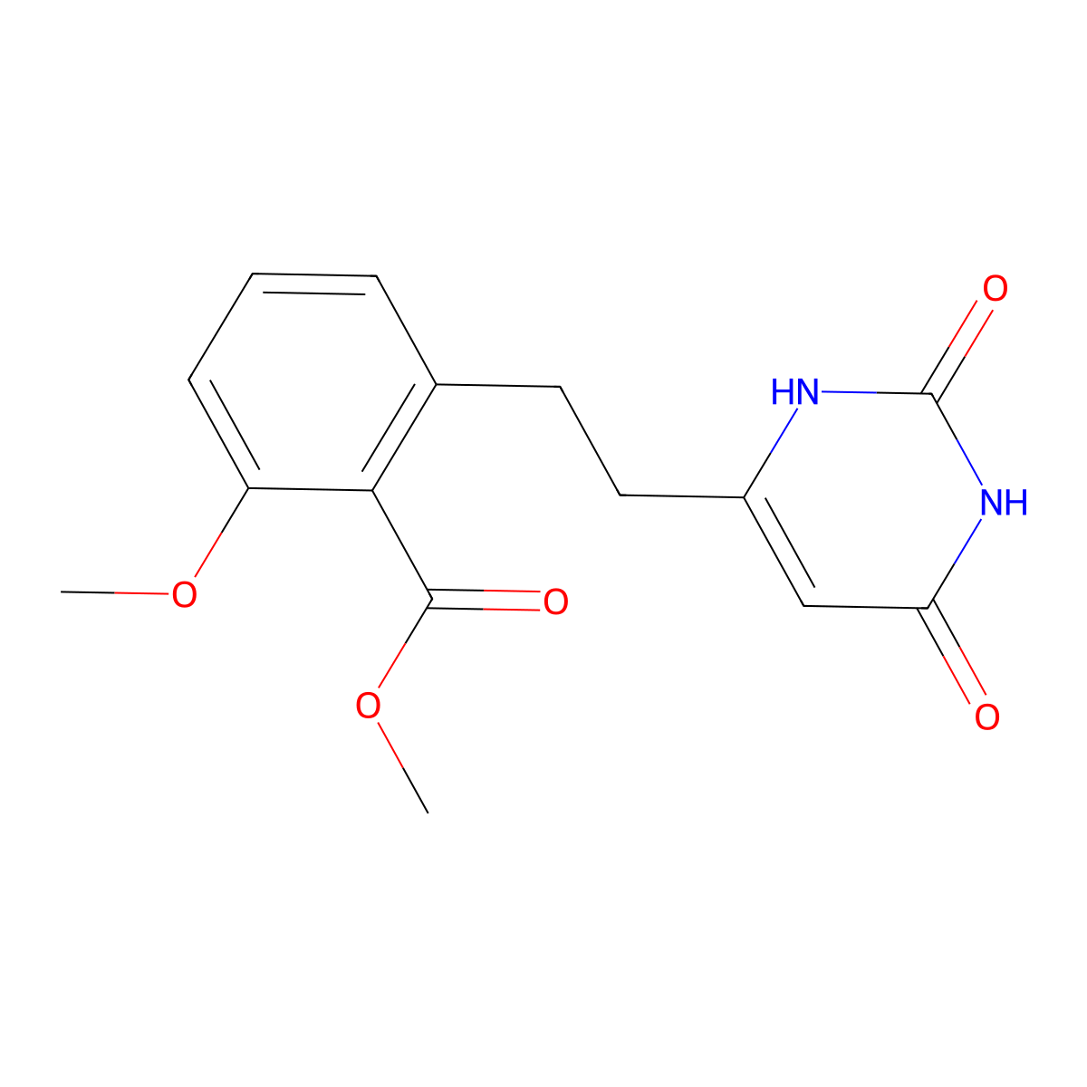 2-[2-(2,6-Dioxo-1,2,3,6-tetrahydro-pyrimidin-4-yl)-ethyl]-6-methoxy-benzoic acid methyl ester molecular structure, CAS 365542-67-2