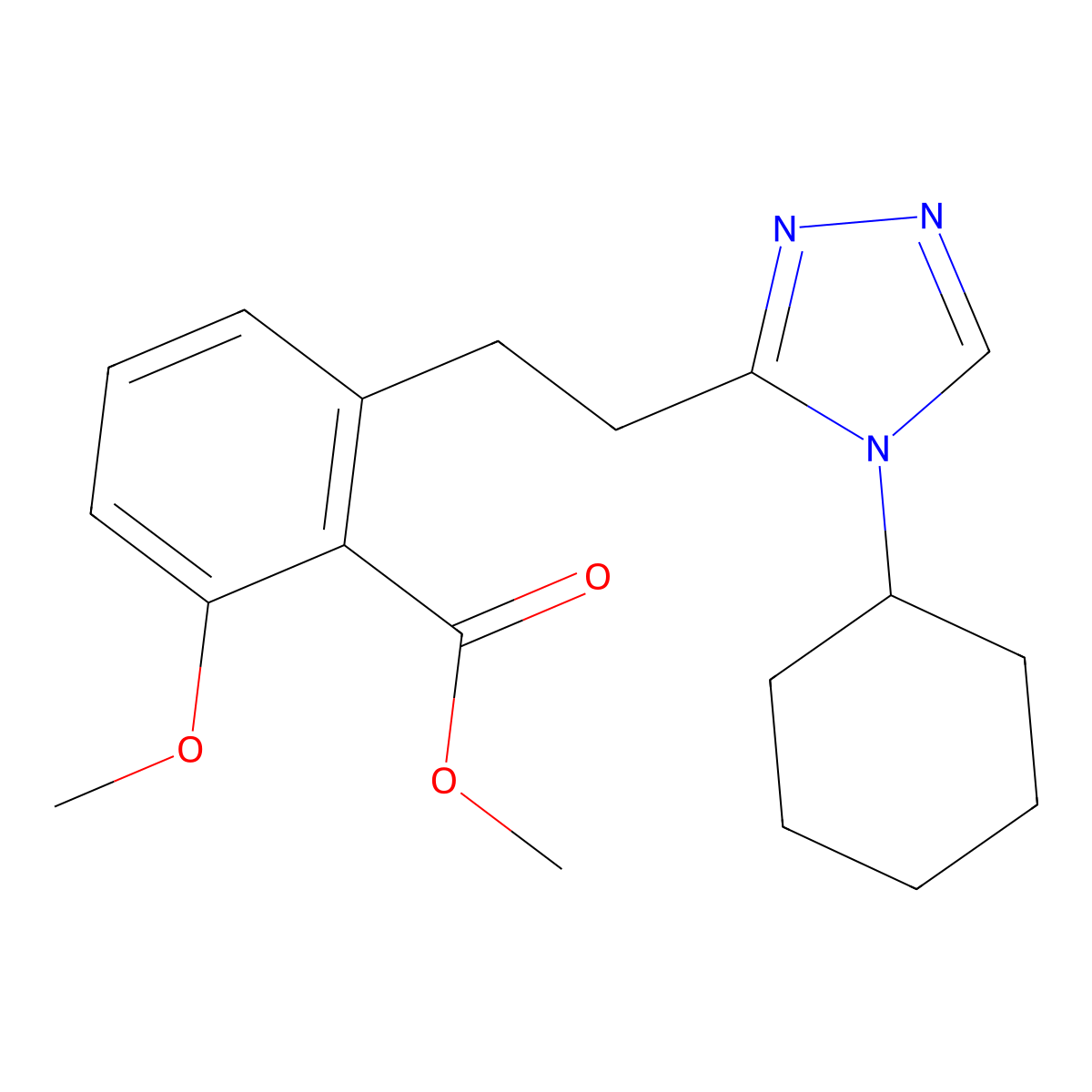 2-[2-(4-Cyclohexyl-4H-[1,2,4]triazol-3-yl)-ethyl]-6-methoxy-benzoic acid methyl ester molecular structure, CAS 365542-73-0