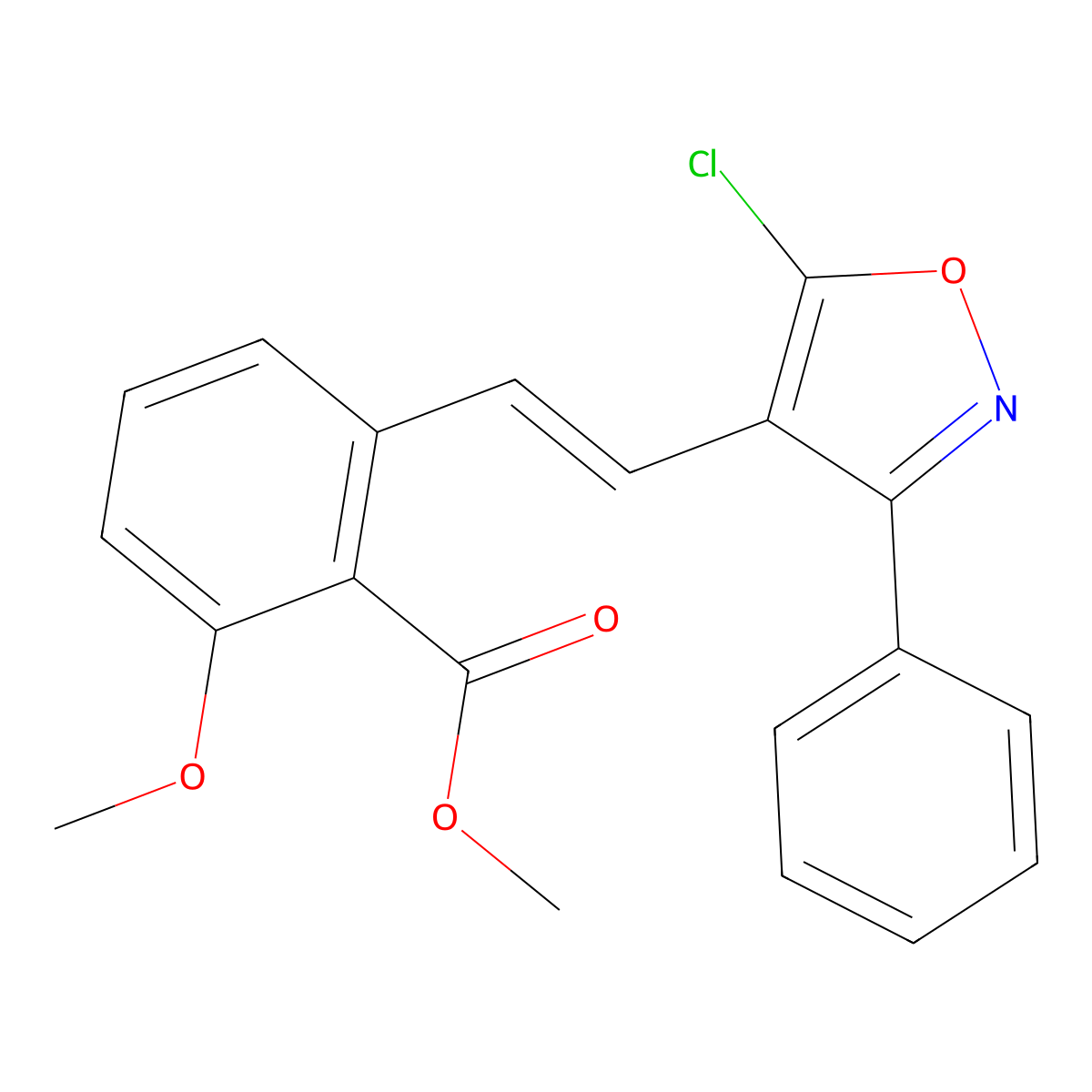 2-[2-(5-Chloro-3-phenyl-isoxazol-4-yl)-vinyl]-6-methoxy-benzoic acid methyl ester molecular structure, CAS 365542-74-1