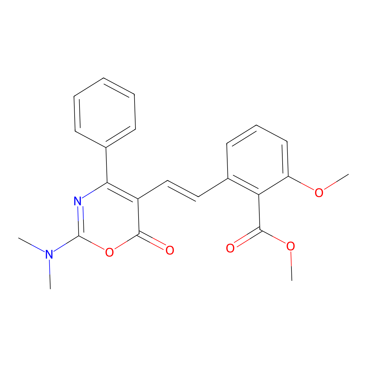 2-[2-(2-Dimethylamino-6-oxo-4-phenyl-6H-[1,3]oxazin-5-yl)-vinyl]-6-methoxy-benzoic acid methyl ester molecular structure, CAS 365542-75-2