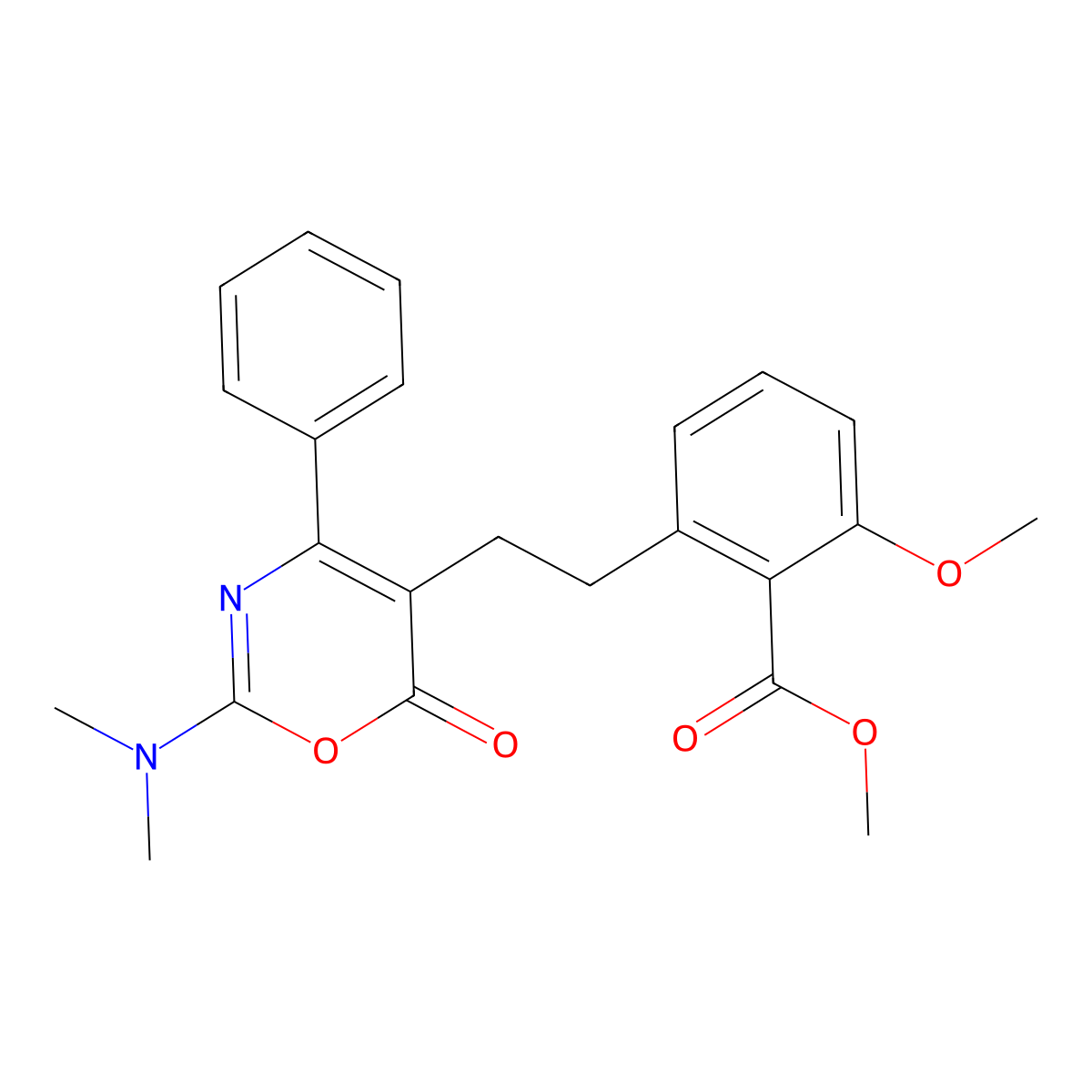 2-[2-(2-Dimethylamino-6-oxo-4-phenyl-6H-[1,3]oxazin-5-yl)-ethyl]-6-methoxy-benzoic acid methyl ester molecular structure, CAS 365542-76-3