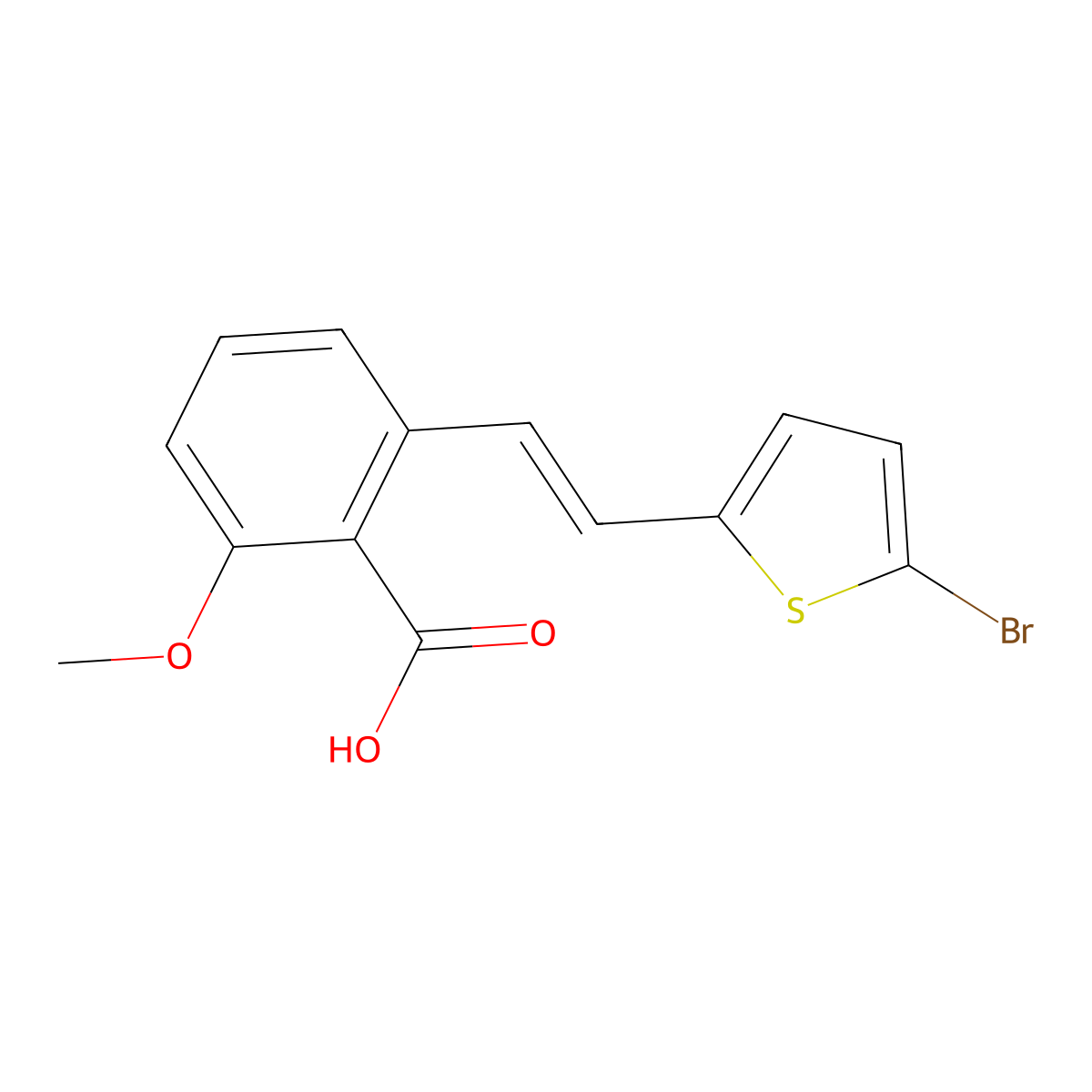 2-[2-(5-Bromo-thiophen-2-yl)-vinyl]-6-methoxy-benzoic acid molecular structure, CAS 365542-85-4