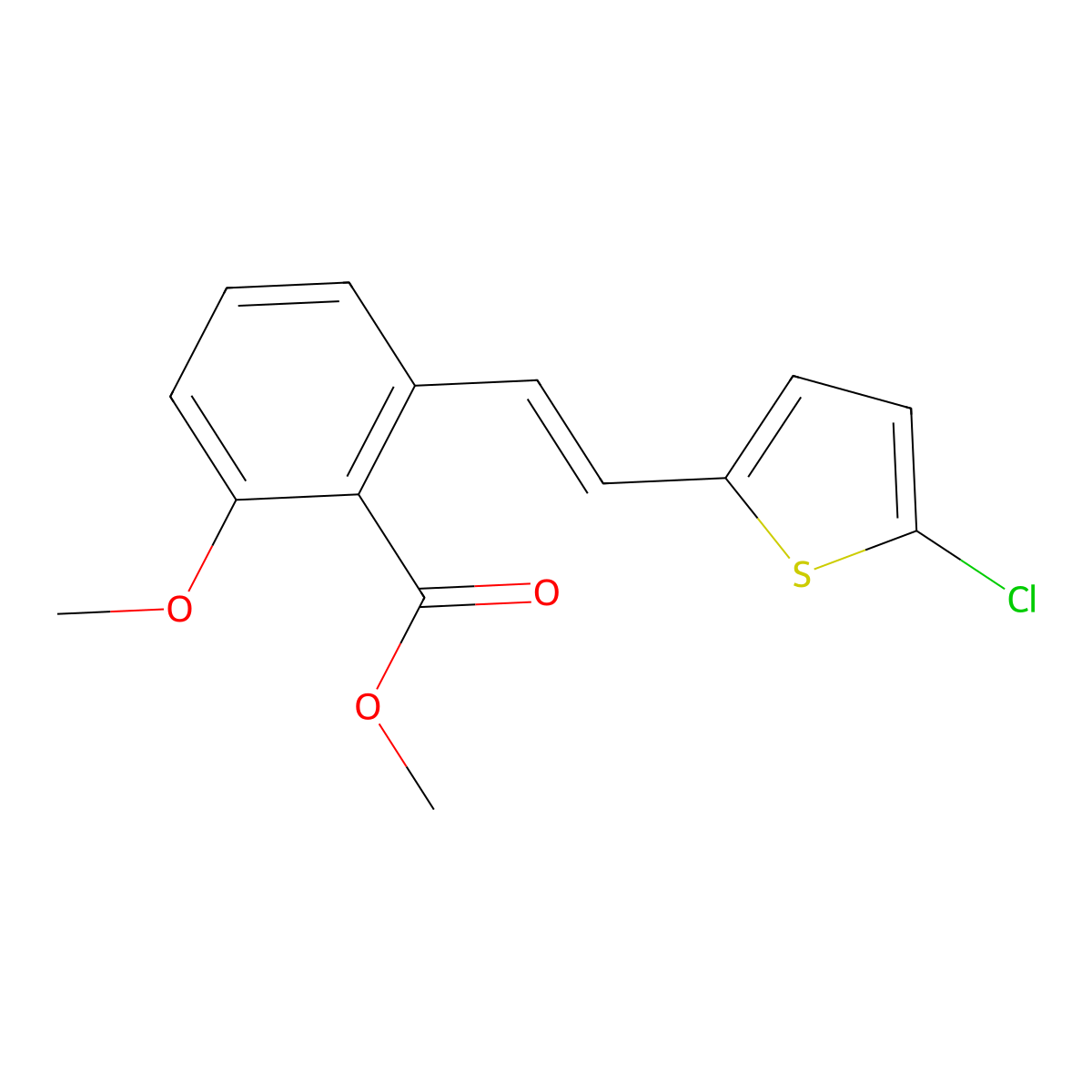 2-[2-(5-Chloro-thiophen-2-yl)-vinyl]-6-methoxy-benzoic acid methyl ester molecular structure, CAS 365542-86-5