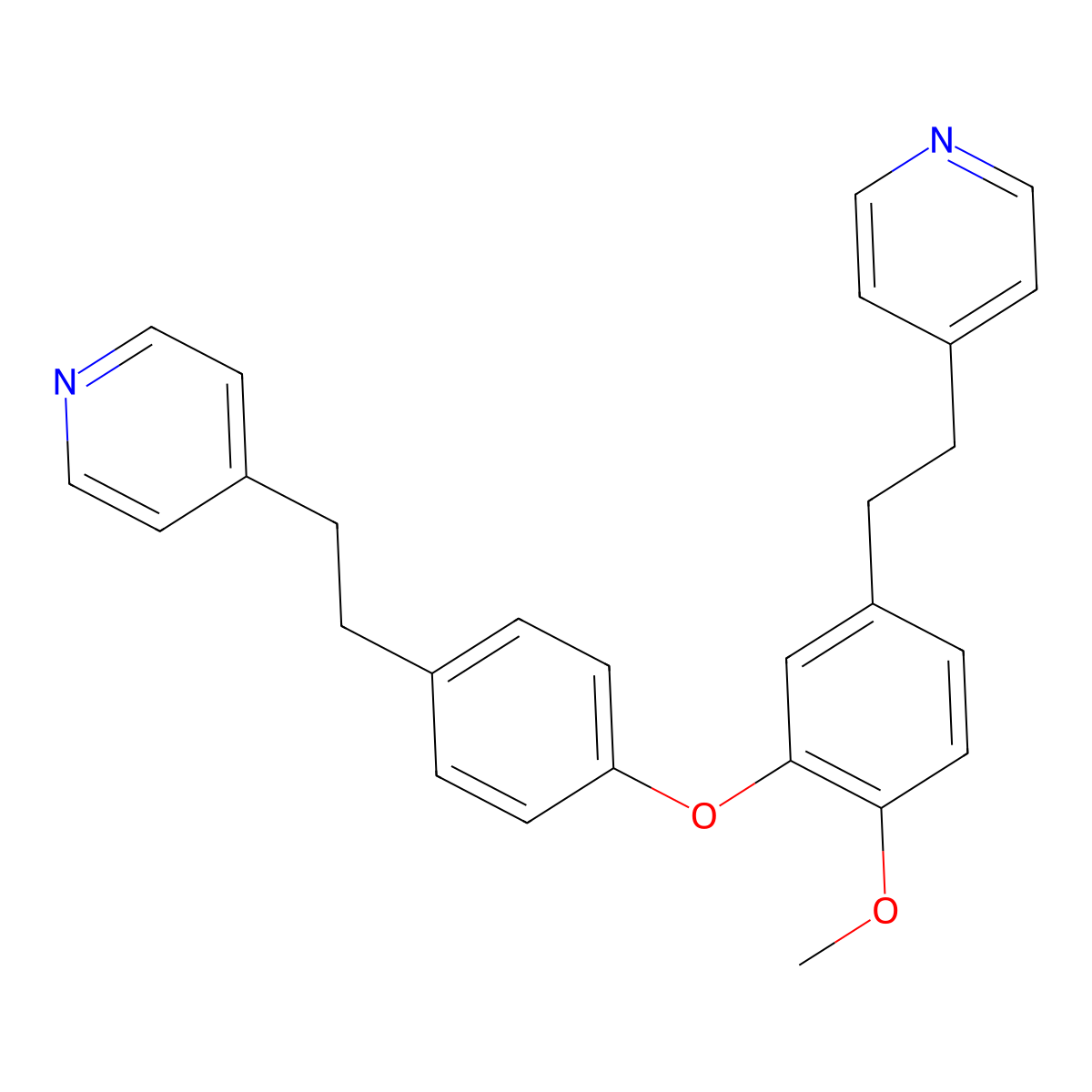 Pyridine, 4-[2-[4-[2-methoxy-5-[2-(4-pyridinyl)ethyl]phenoxy]phenyl]ethyl]- molecular structure, CAS 365542-93-4