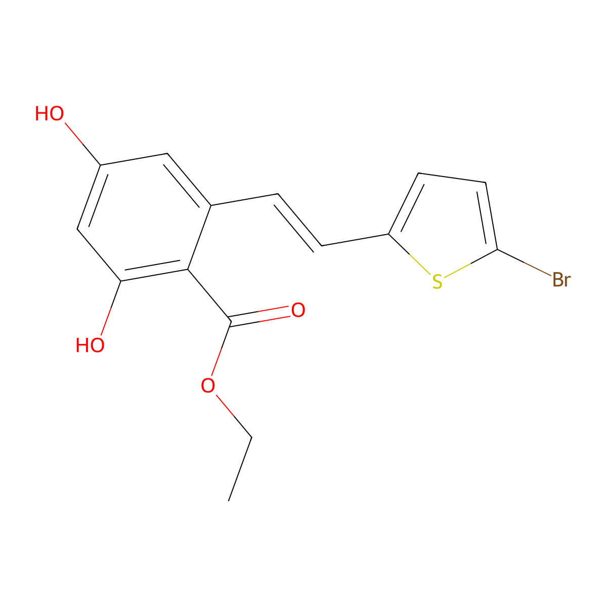 2-[2-(5-Bromo-thiophen-2-yl)-vinyl]-4,6-dihydroxy-benzoic acid ethyl ester molecular structure, CAS 365542-98-9