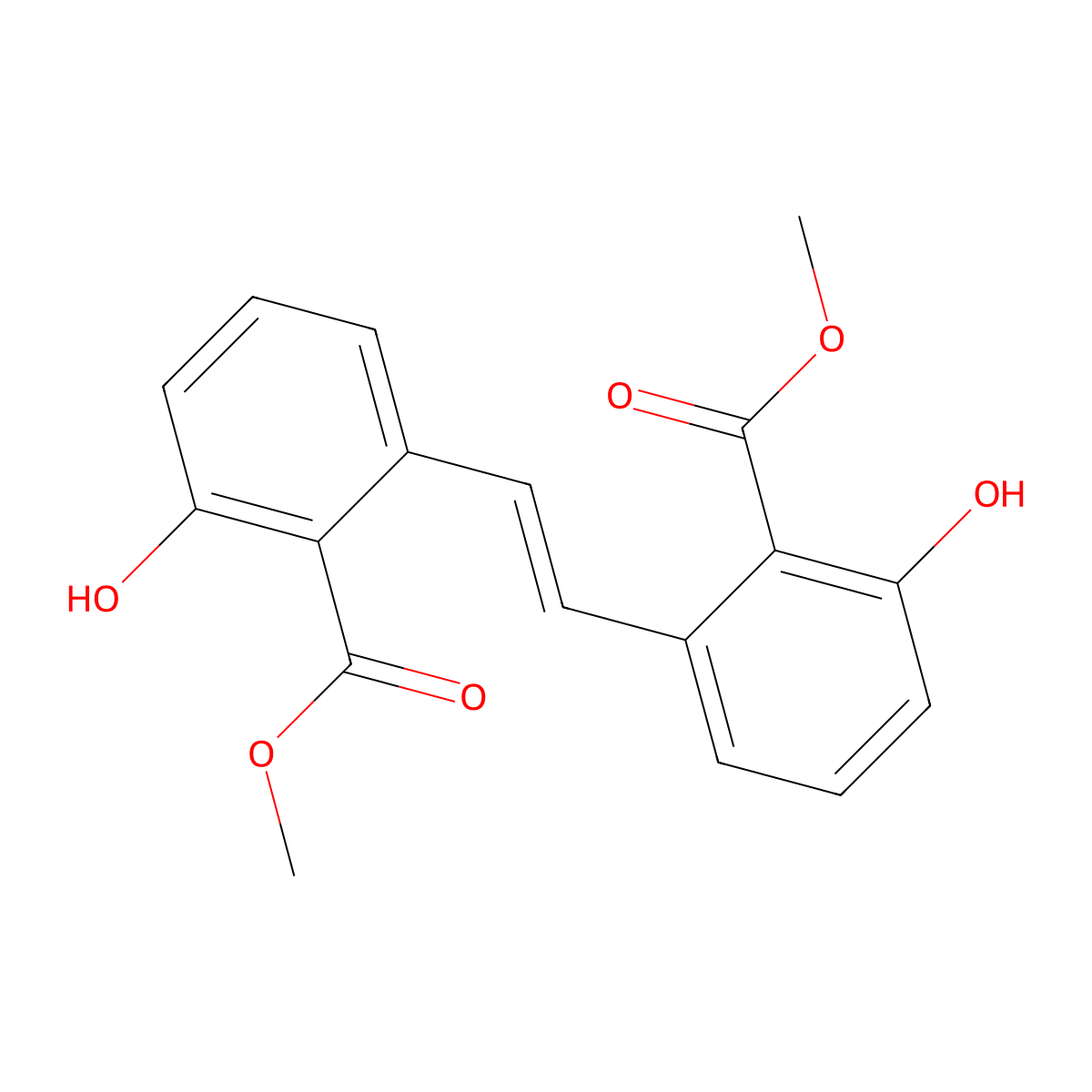 Methyl 2-hydroxy-6-[(E)-2-[3-hydroxy-2-(methoxycarbonyl)phenyl]ethenyl]benzoate molecular structure, CAS 365543-09-5