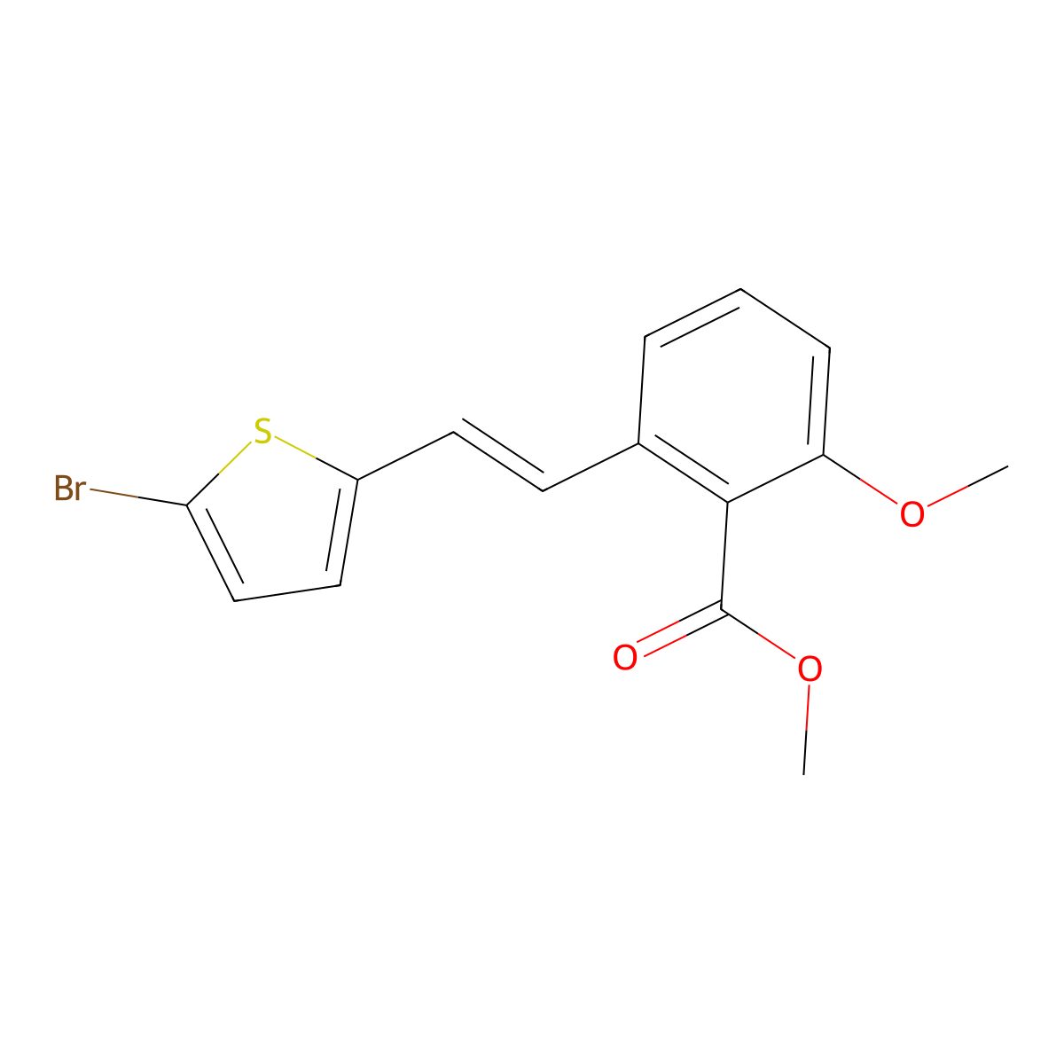 2-[2-(5-Bromo-thiophen-2-yl)-vinyl]-6-methoxy-benzoic acid methyl ester molecular structure, CAS 365543-18-6