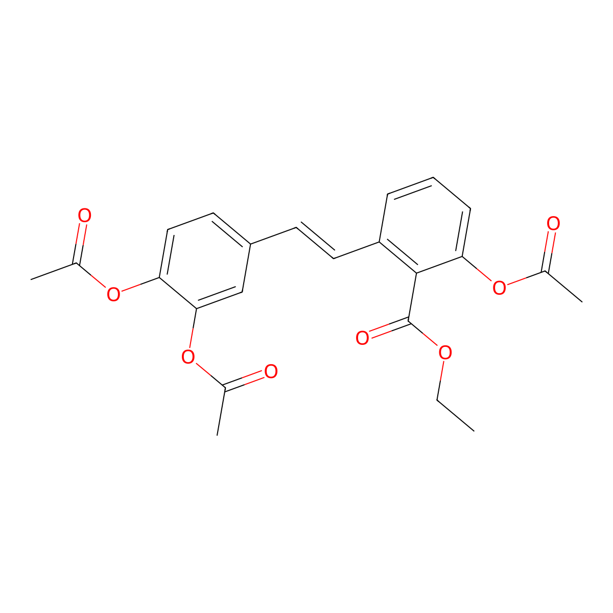 2-Acetoxy-6-[2-(3,4-diacetoxy-phenyl)-vinyl]-benzoic acid ethyl ester molecular structure, CAS 365543-22-2