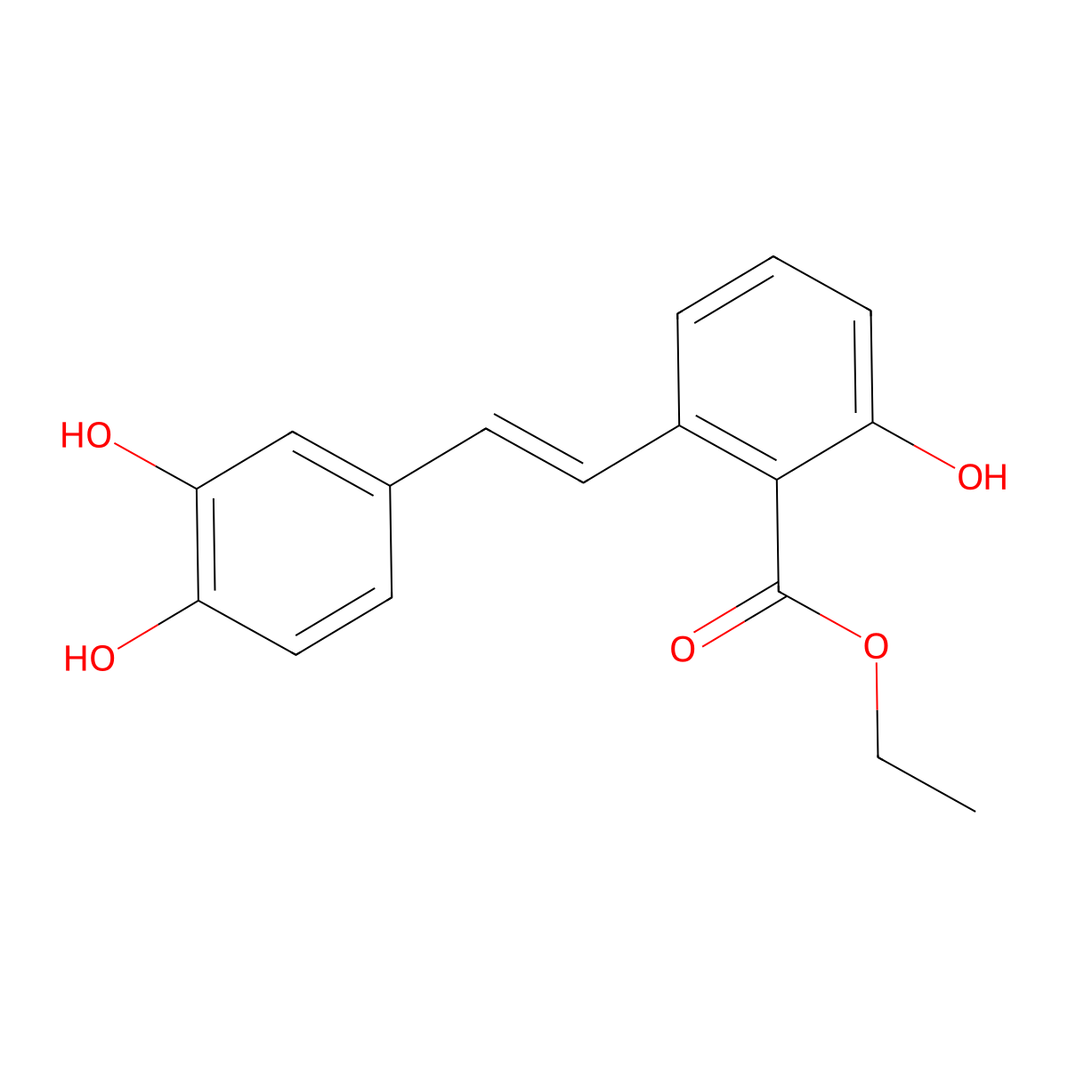ethyl 2-[(E)-2-(3,4-dihydroxyphenyl)ethenyl]-6-hydroxybenzoate molecular structure, CAS 365543-24-4