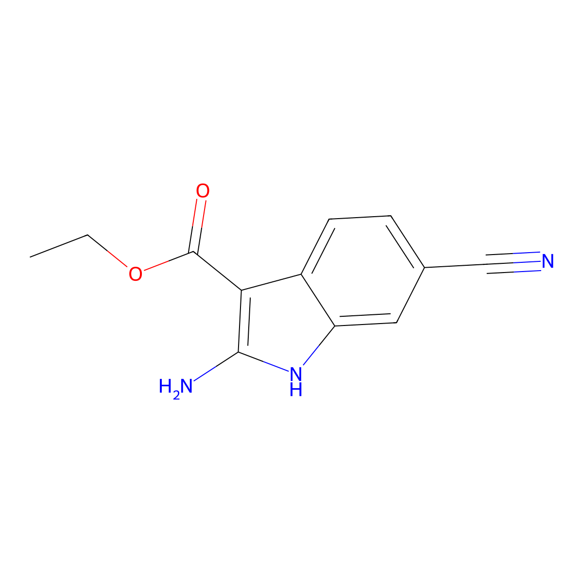 Ethyl 2-amino-6-cyano-1H-indole-3-carboxylate molecular structure, CAS 365548-02-3