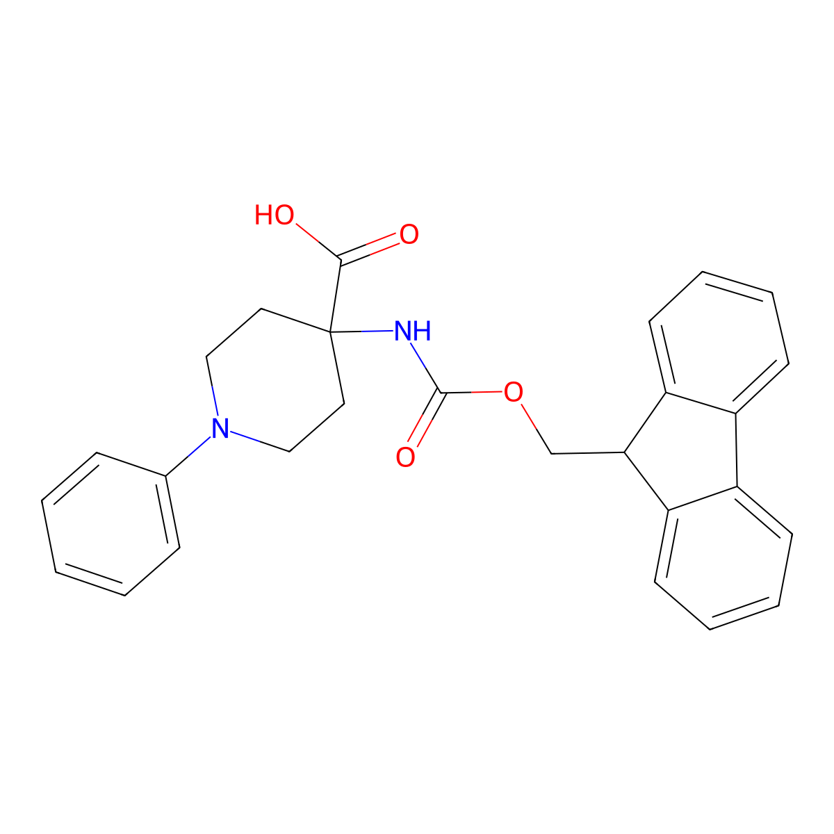 4-((((9H-fluoren-9-yl)methoxy)carbonyl)amino)-1-phenylpiperidine-4-carboxylic acid molecular structure, CAS 365550-97-6