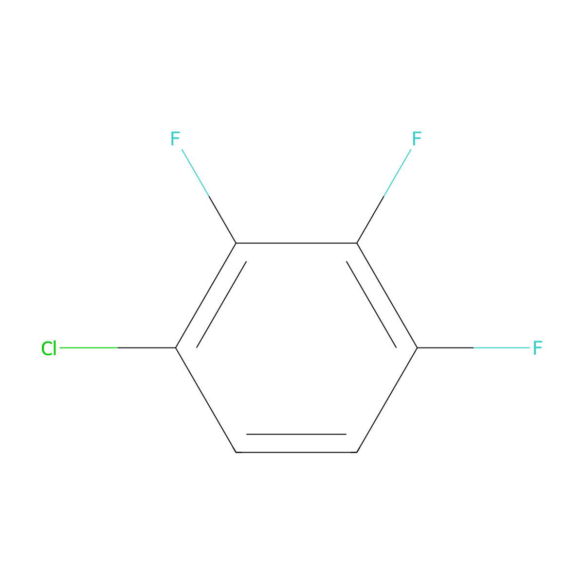 Benzene, 1-chloro-2,3,4-trifluoro- molecular structure, CAS 36556-42-0