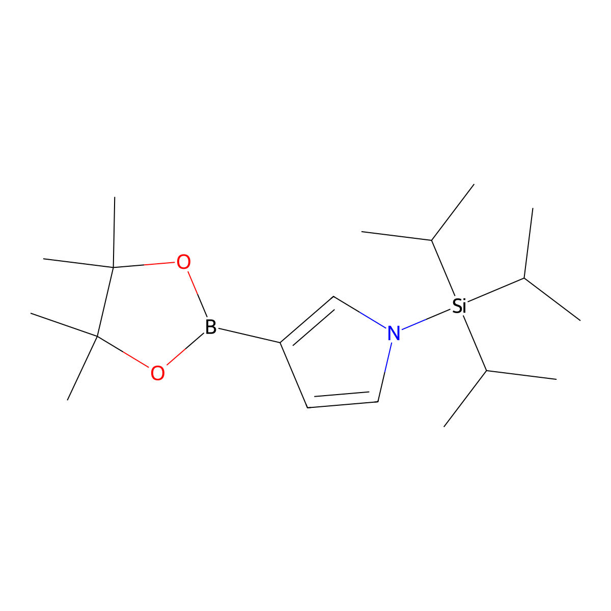 3-(4,4,5,5-tetramethyl-1,3,2-dioxaborolan-2-yl)-1-(tris(propan-2-yl)silyl)-1H-pyrrole molecular structure, CAS 365564-11-0