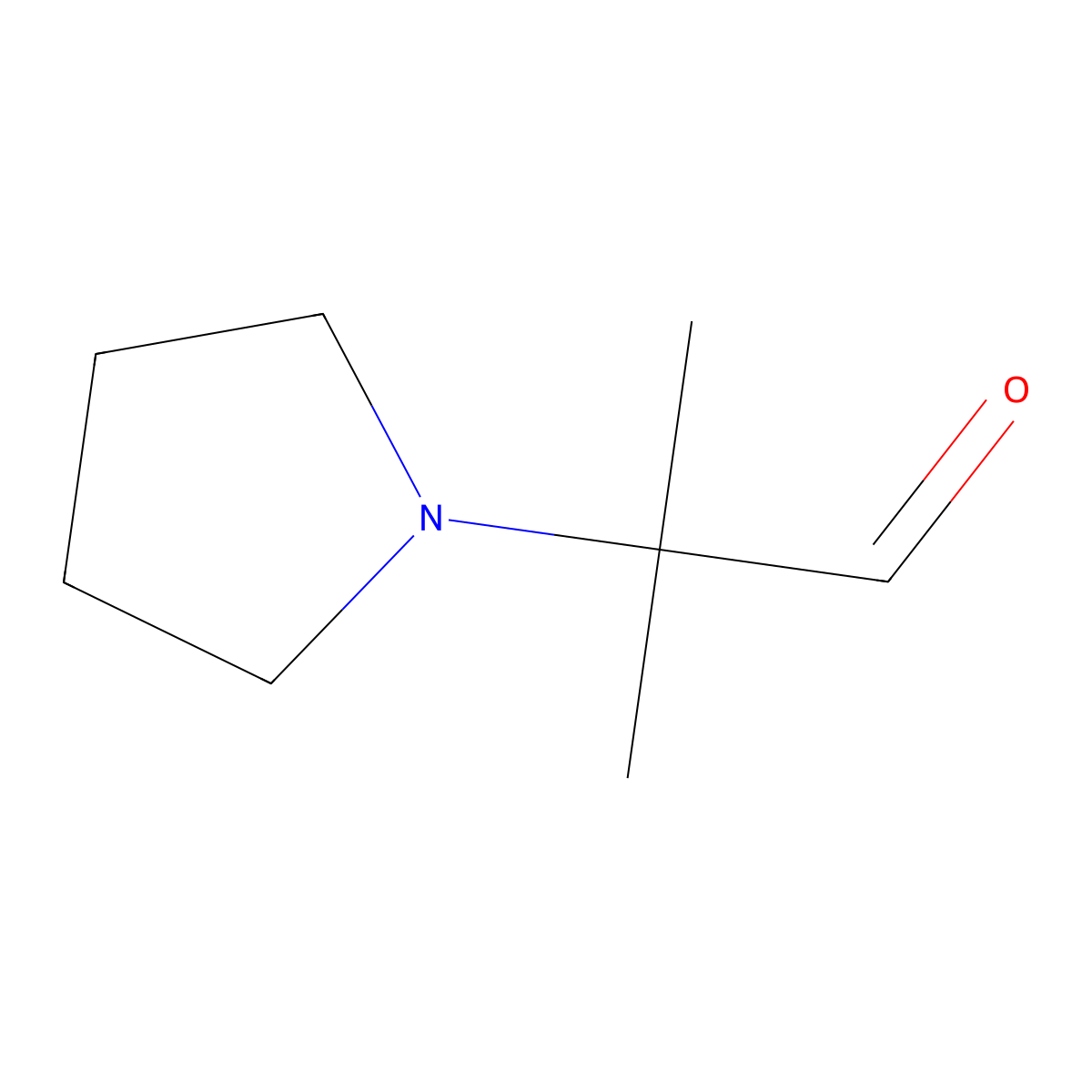 2-Methyl-2-(pyrrolidin-1-yl)propanal molecular structure, CAS 36558-30-2