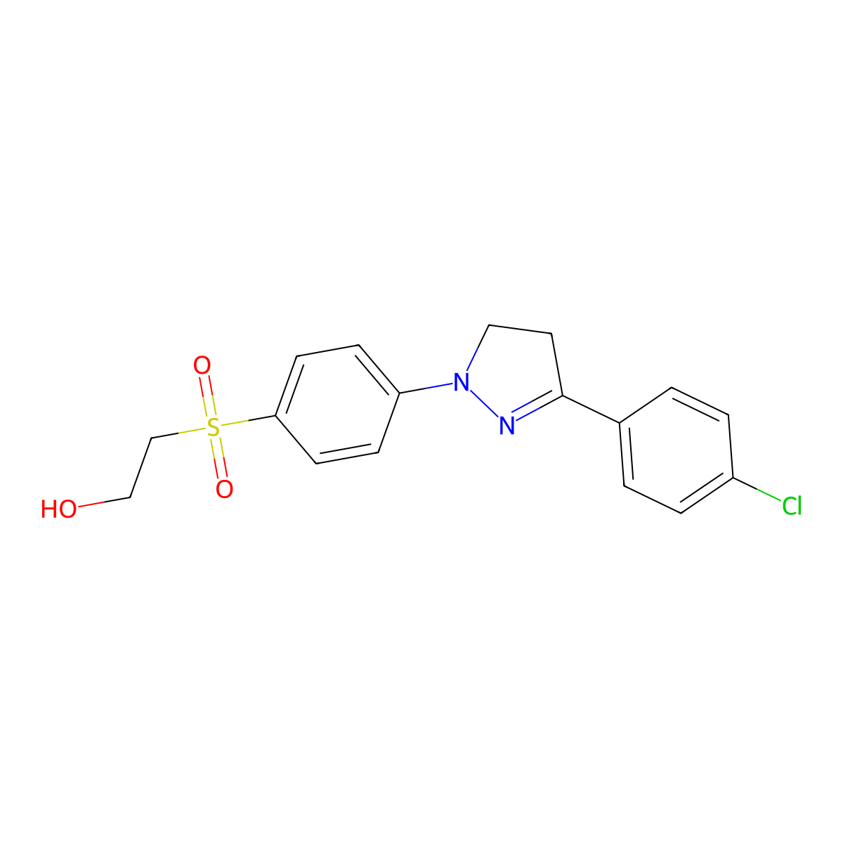 2-((4-(3-(4-Chlorophenyl)-4,5-dihydro-1H-pyrazol-1-yl)phenyl)sulphonyl)ethanol molecular structure, CAS 3656-22-2