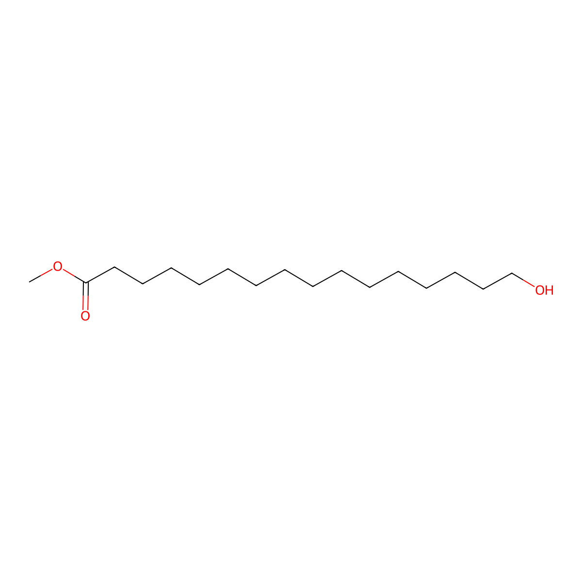 Methyl 16-hydroxyhexadecanoate molecular structure, CAS 36575-67-4