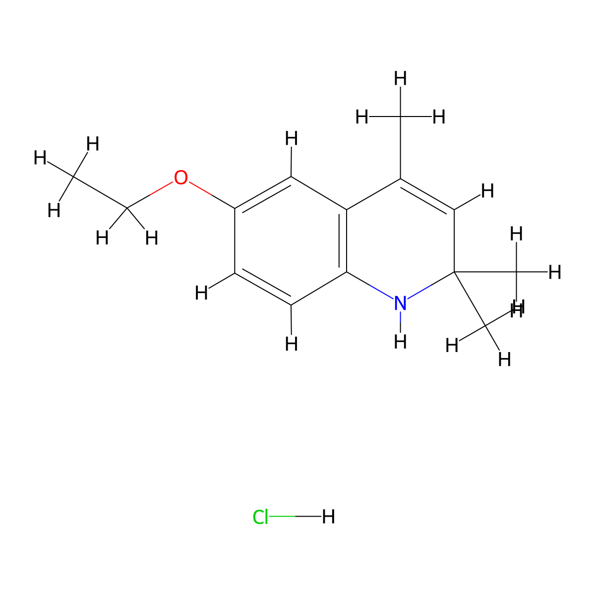 6-Ethoxy-2,2,4-trimethyl-1,2-dihydroquinoline--hydrogen chloride (1/1) molecular structure, CAS 3659-01-6