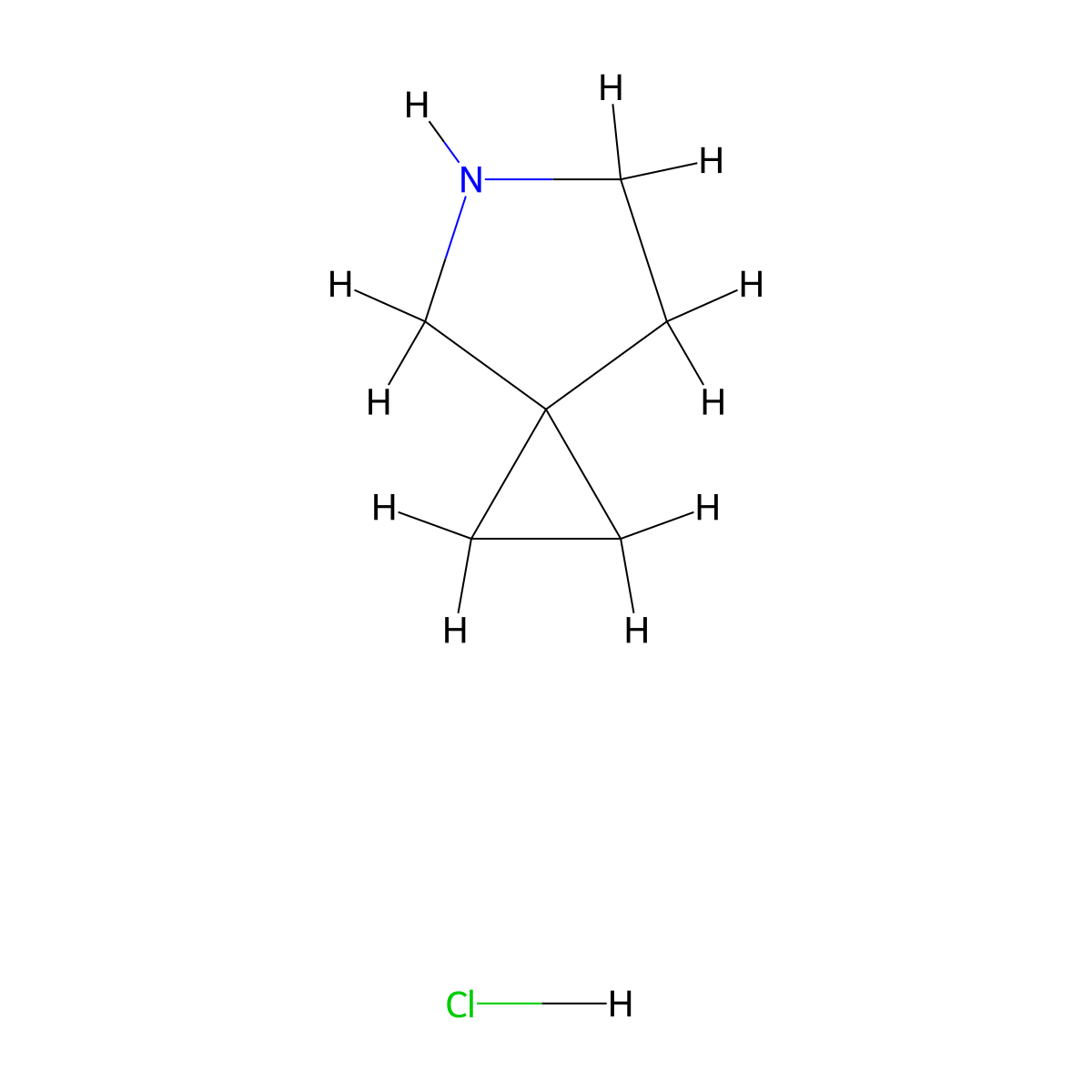 5-Azaspiro[2.4]heptane hydrochloride molecular structure, CAS 3659-21-0