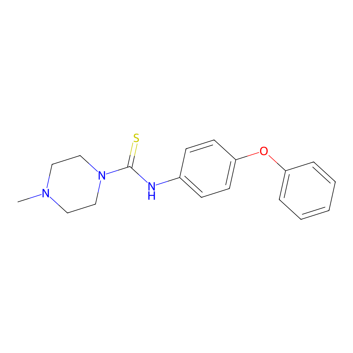4-methyl-N-(4-phenoxyphenyl)piperazine-1-carbothioamide molecular structure, CAS 36590-22-4