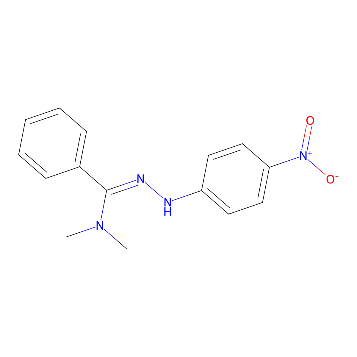 N,N-Dimethyl-N'-(4-nitrophenyl)benzenecarbohydrazonamide molecular structure, CAS 36590-80-4