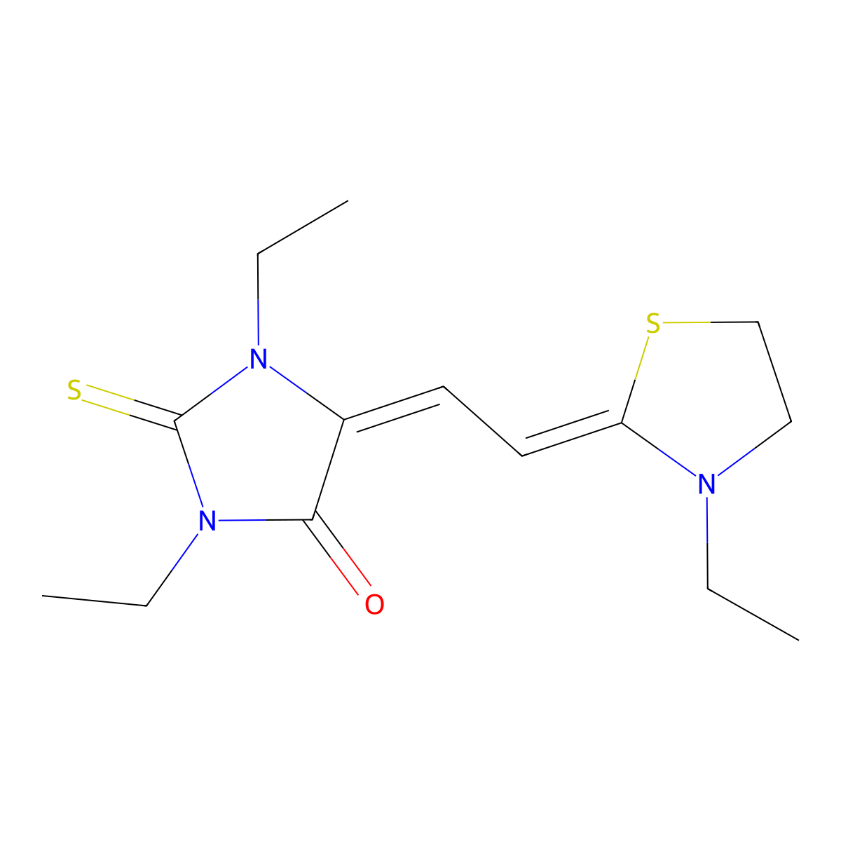 1,3-Diethyl-5-[(3-ethylthiazolidin-2-ylidene)ethylidene]-2-thioxoimidazolidin-4-one molecular structure, CAS 36590-99-5