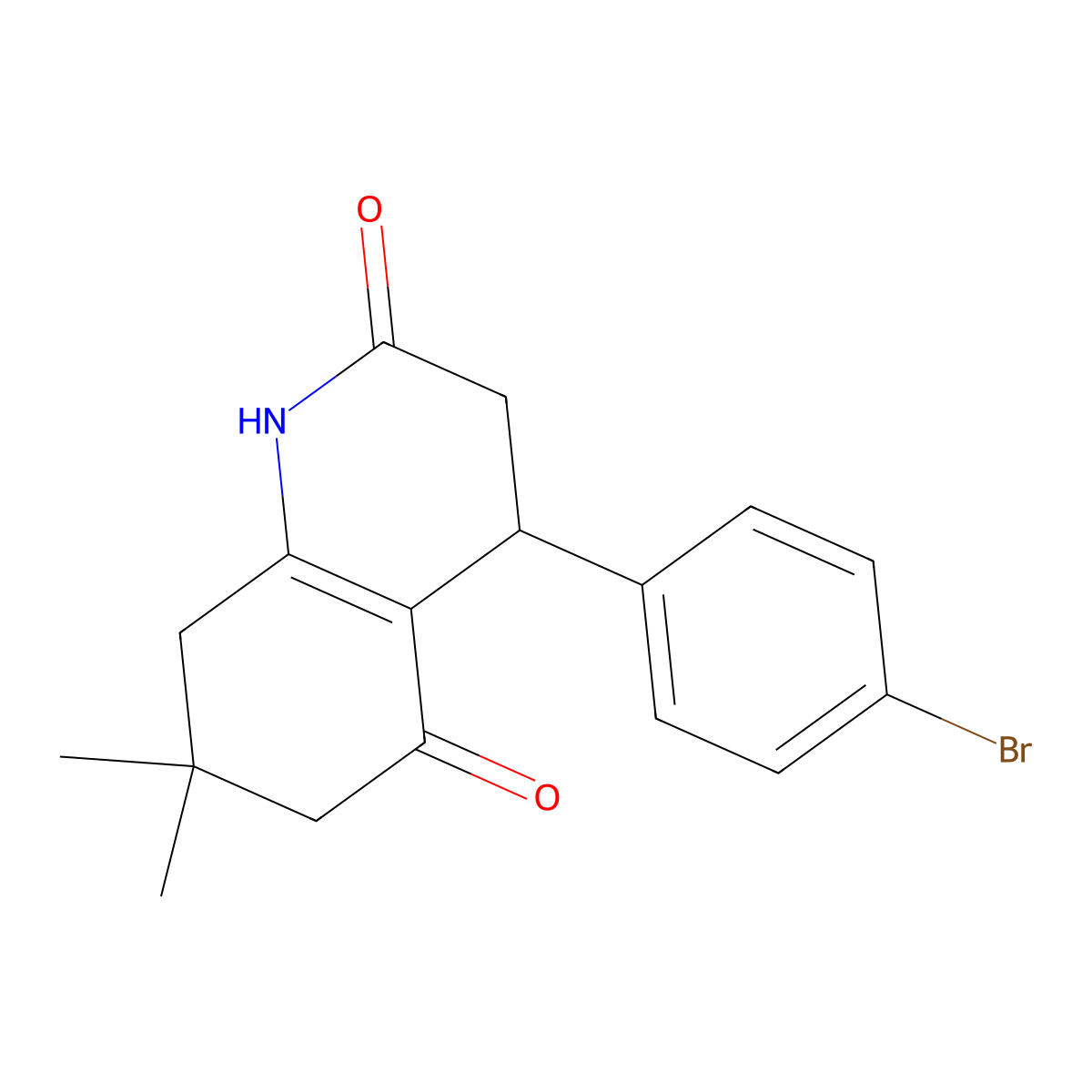 4-(4-bromophenyl)-7,7-dimethyl-4,6,7,8-tetrahydroquinoline-2,5(1H,3H)-dione molecular structure, CAS 365972-42-5