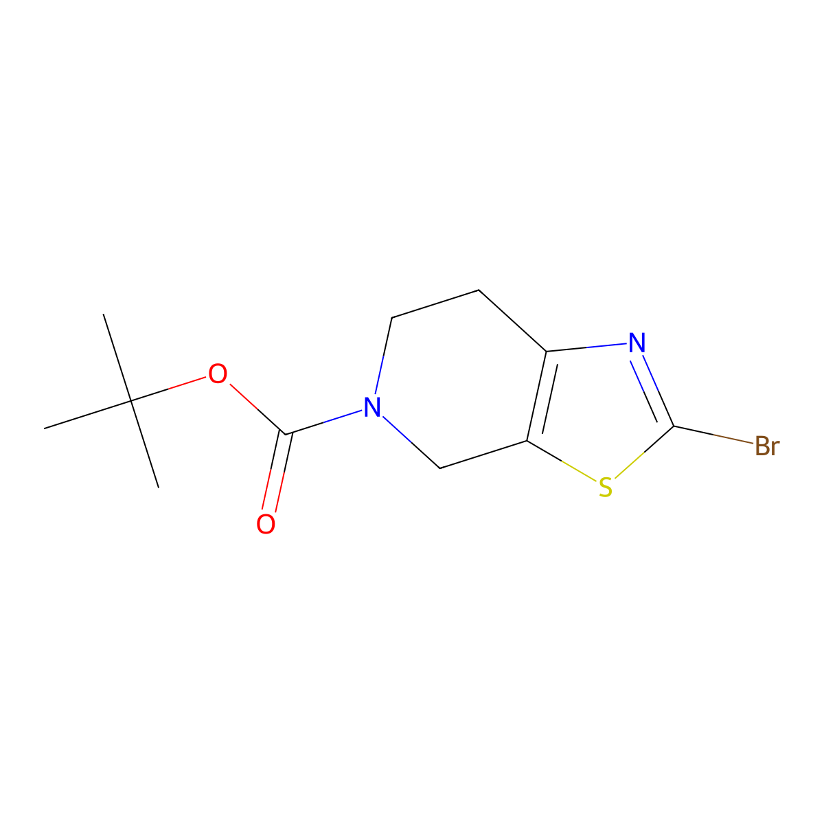 2-Bromo-4,5,6,7-tetrahydro(1,3)thiazolo(5,4-c)pyridine, N-BOC protected molecular structure, CAS 365996-06-1