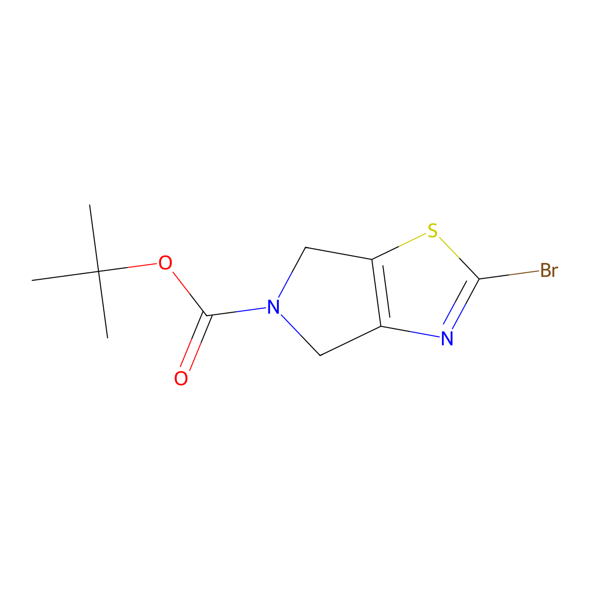 tert-butyl 2-bromo-4H,5H,6H-pyrrolo(3,4-d)(1,3)thiazole-5-carboxylate molecular structure, CAS 365996-63-0