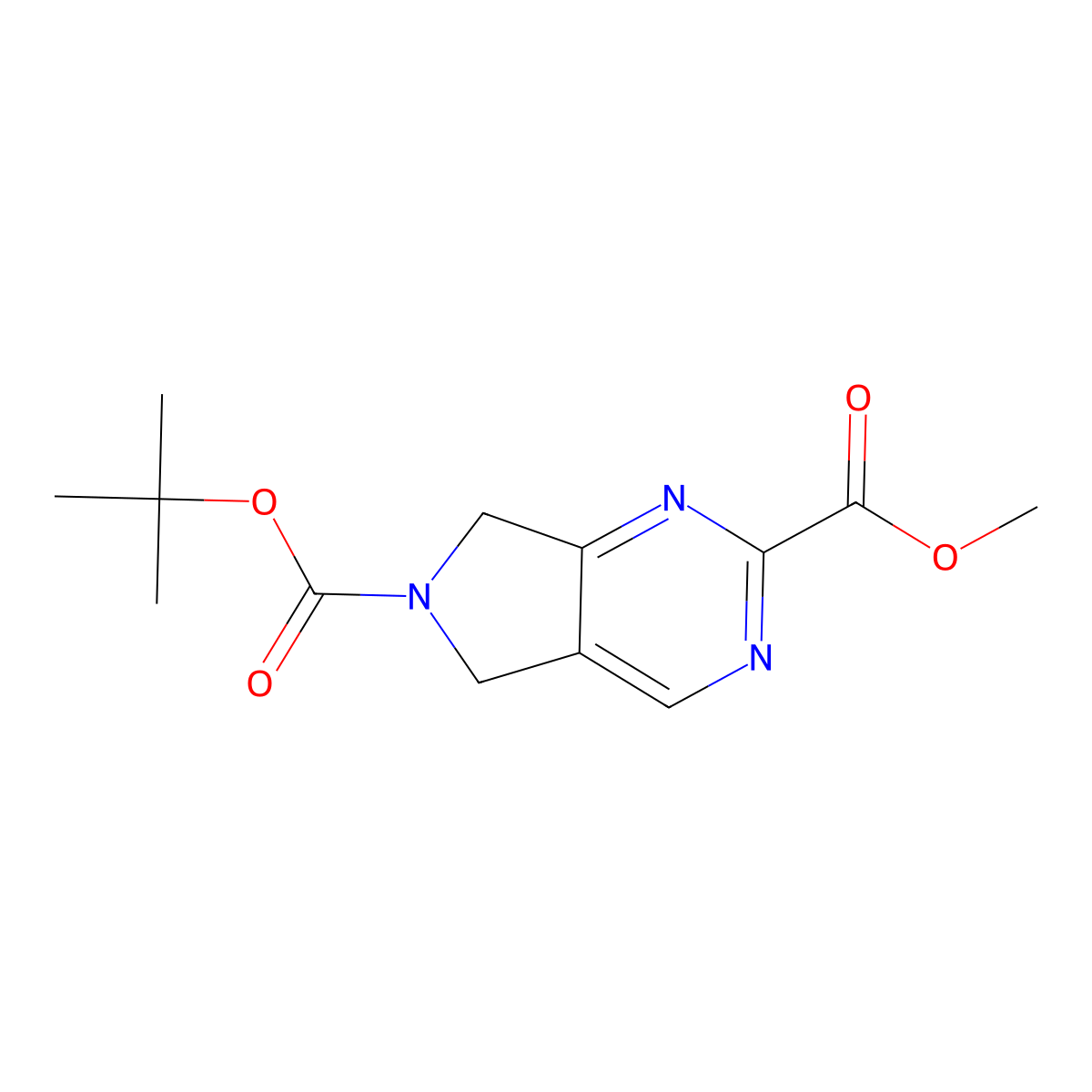 6-tert-butyl 2-methyl 5H,6H,7H-pyrrolo[3,4-d]pyrimidine-2,6-dicarboxylate molecular structure, CAS 365996-89-0