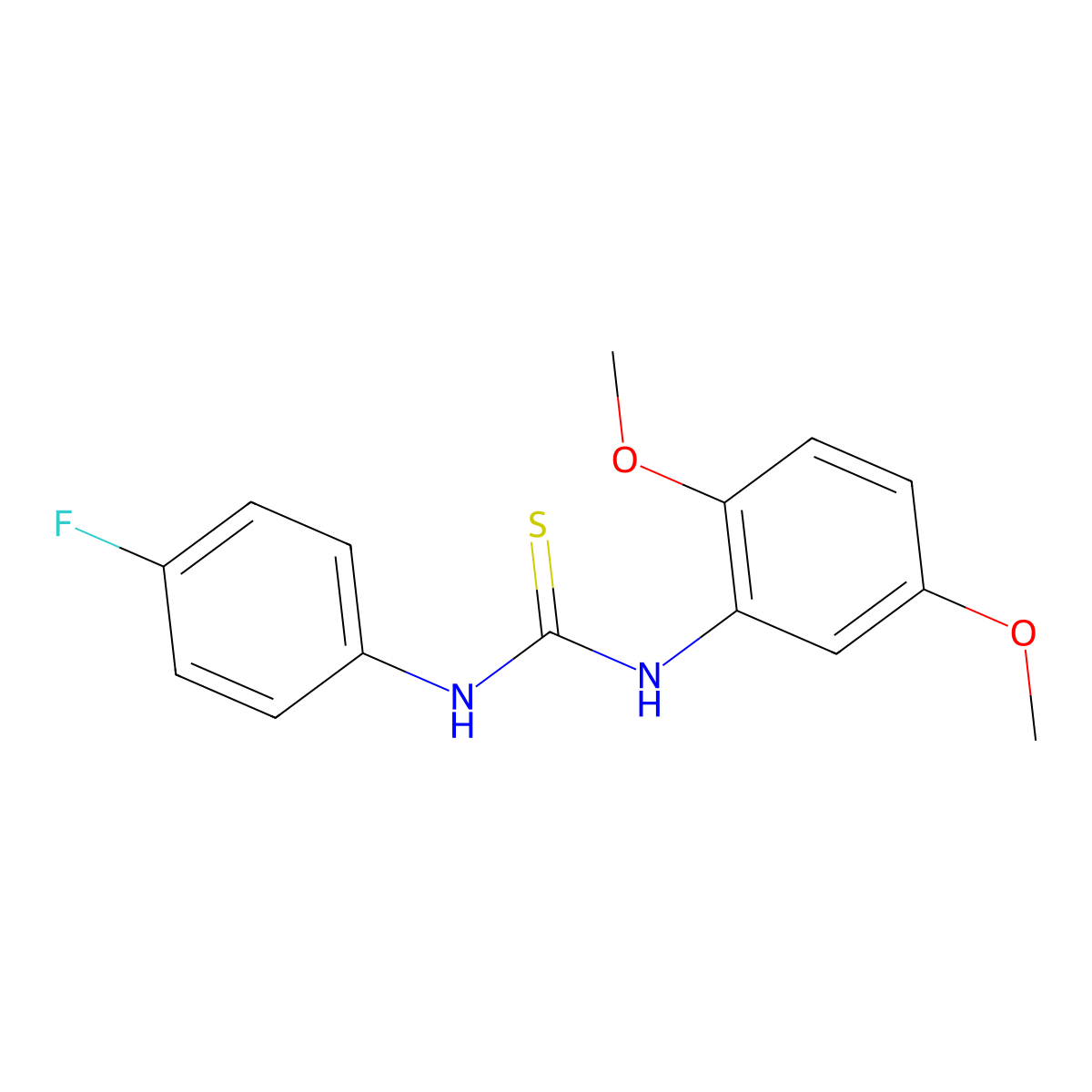 1-(2,5-Dimethoxyphenyl)-3-(4-fluorophenyl)thiourea molecular structure, CAS 366-11-0