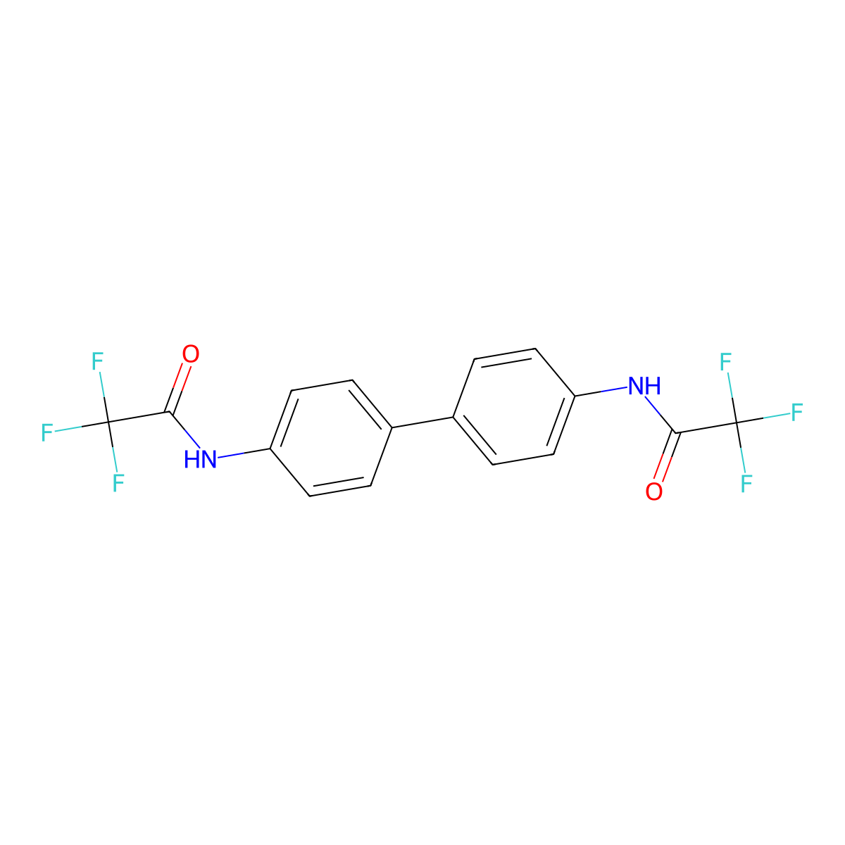 N,N'-biphenyl-4,4'-diylbis(2,2,2-trifluoroacetamide) molecular structure, CAS 366-30-3