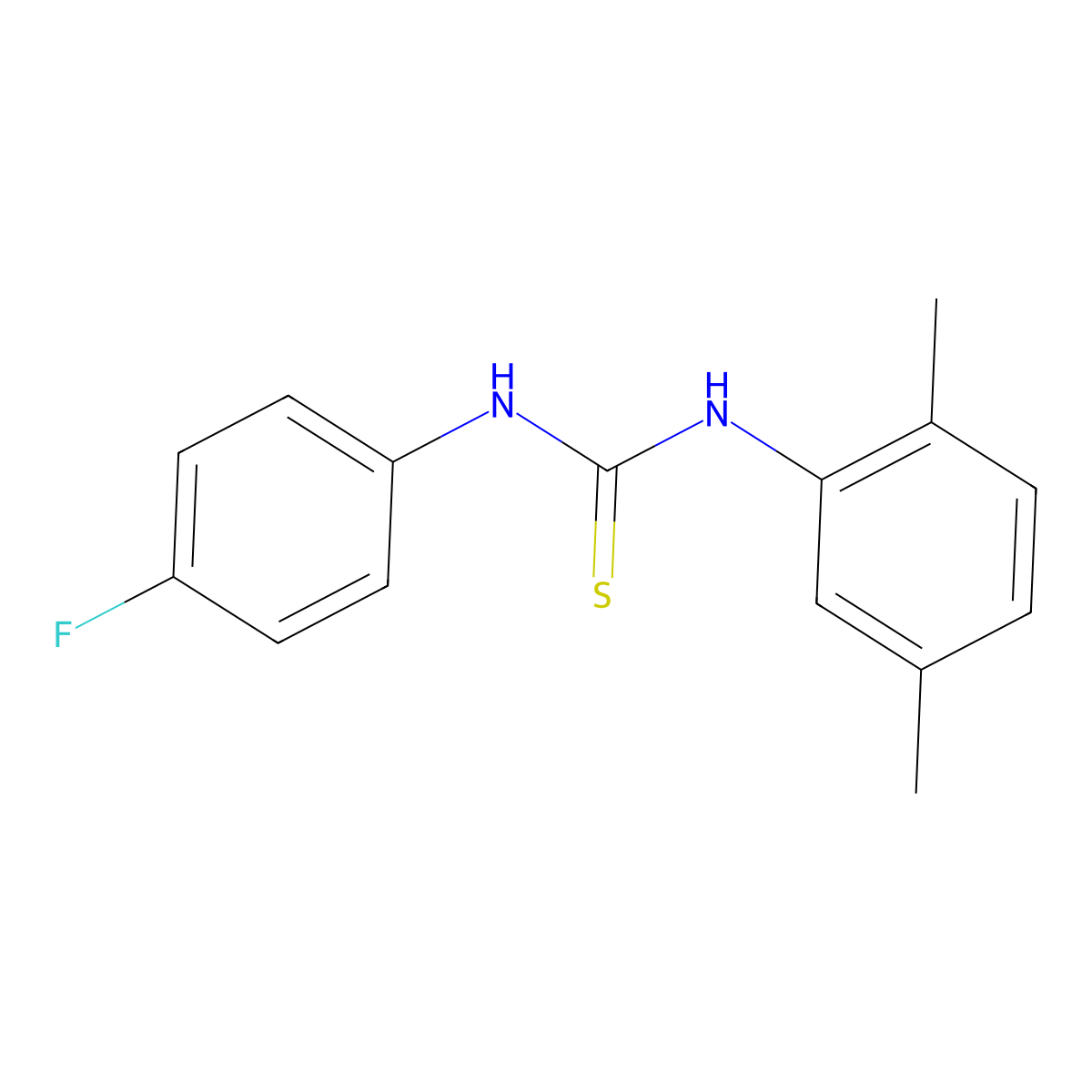 N-(2,5-dimethylphenyl)-N'-(4-fluorophenyl)thiourea molecular structure, CAS 366-42-7