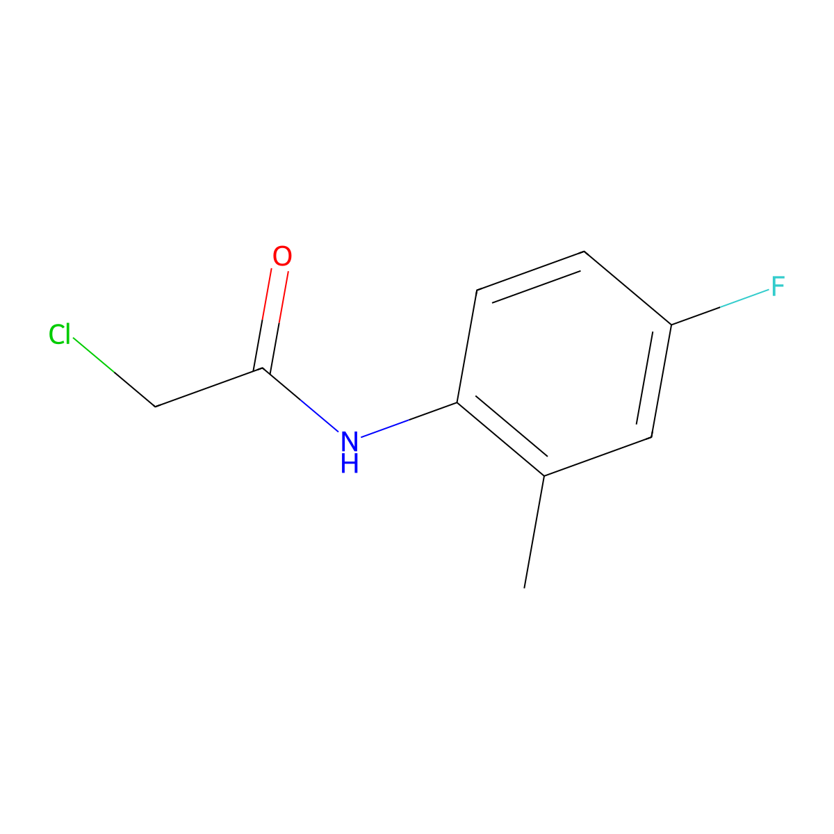 2-chloro-N-(4-fluoro-2-methylphenyl)acetamide molecular structure, CAS 366-44-9