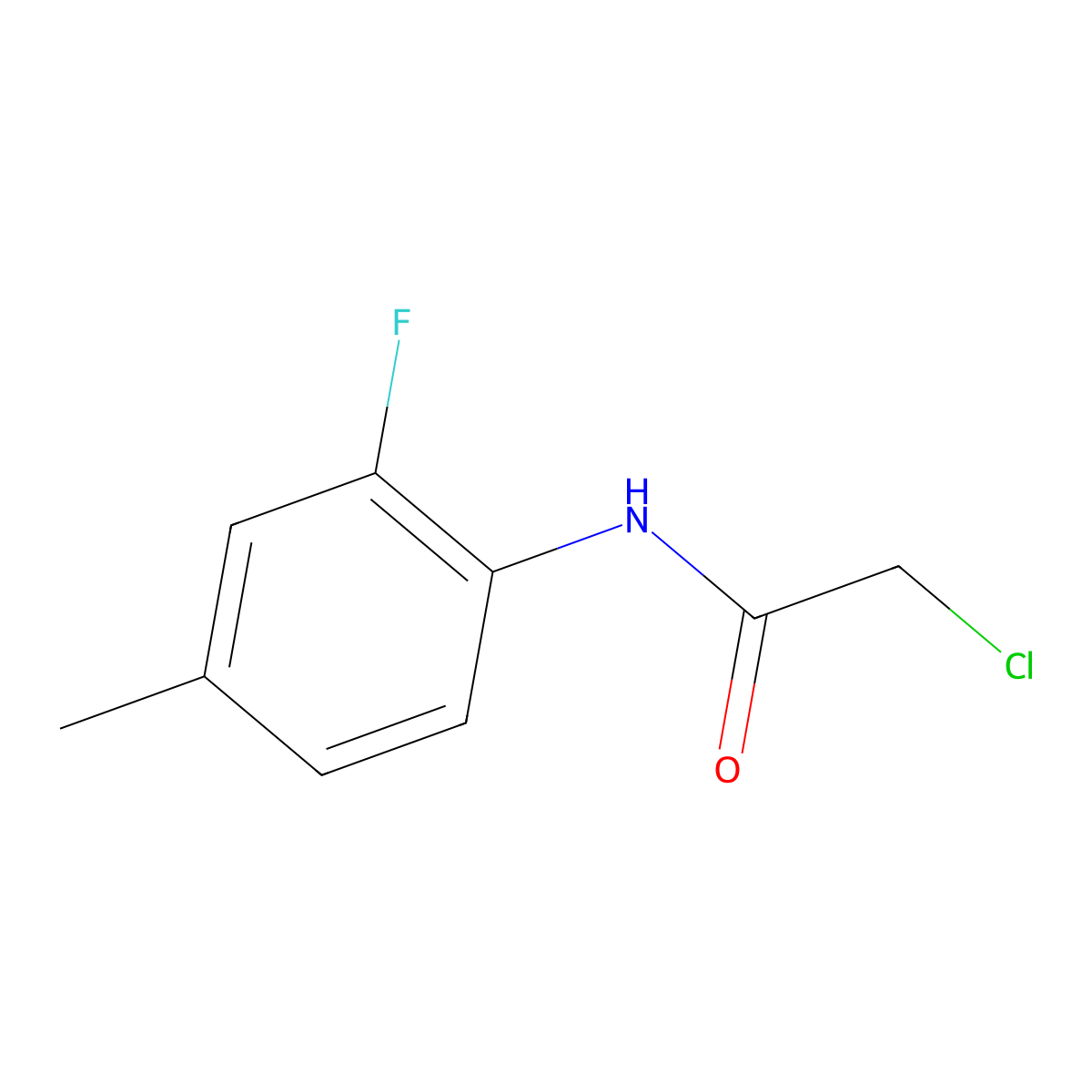 2-chloro-N-(2-fluoro-4-methylphenyl)acetamide molecular structure, CAS 366-45-0