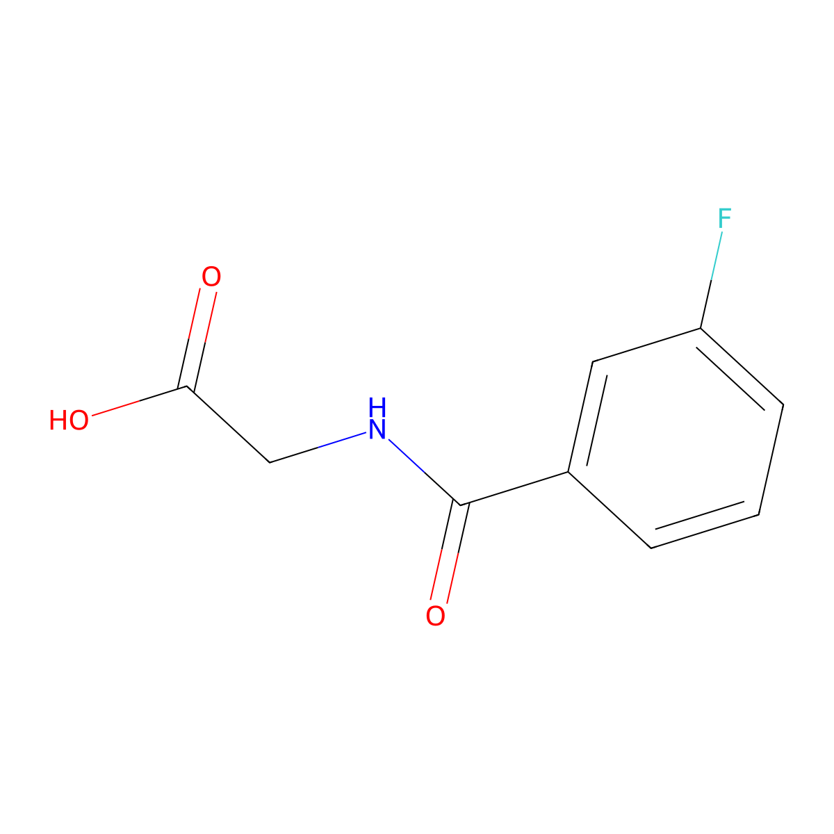 2-[(3-Fluorophenyl)formamido]acetic acid molecular structure, CAS 366-47-2