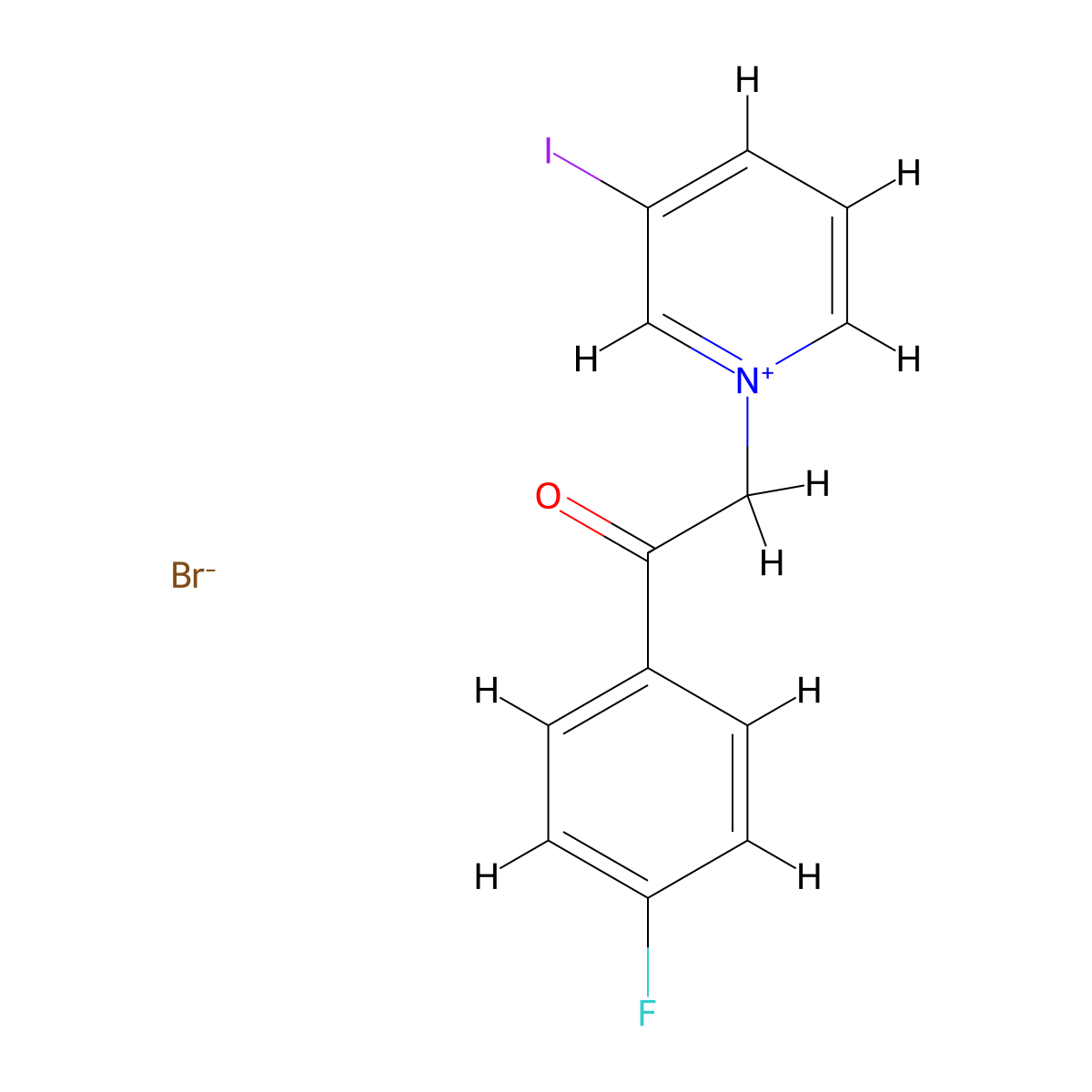 1-[2-(4-Fluorophenyl)-2-oxoethyl]-3-iodopyridin-1-ium bromide molecular structure, CAS 366-66-5