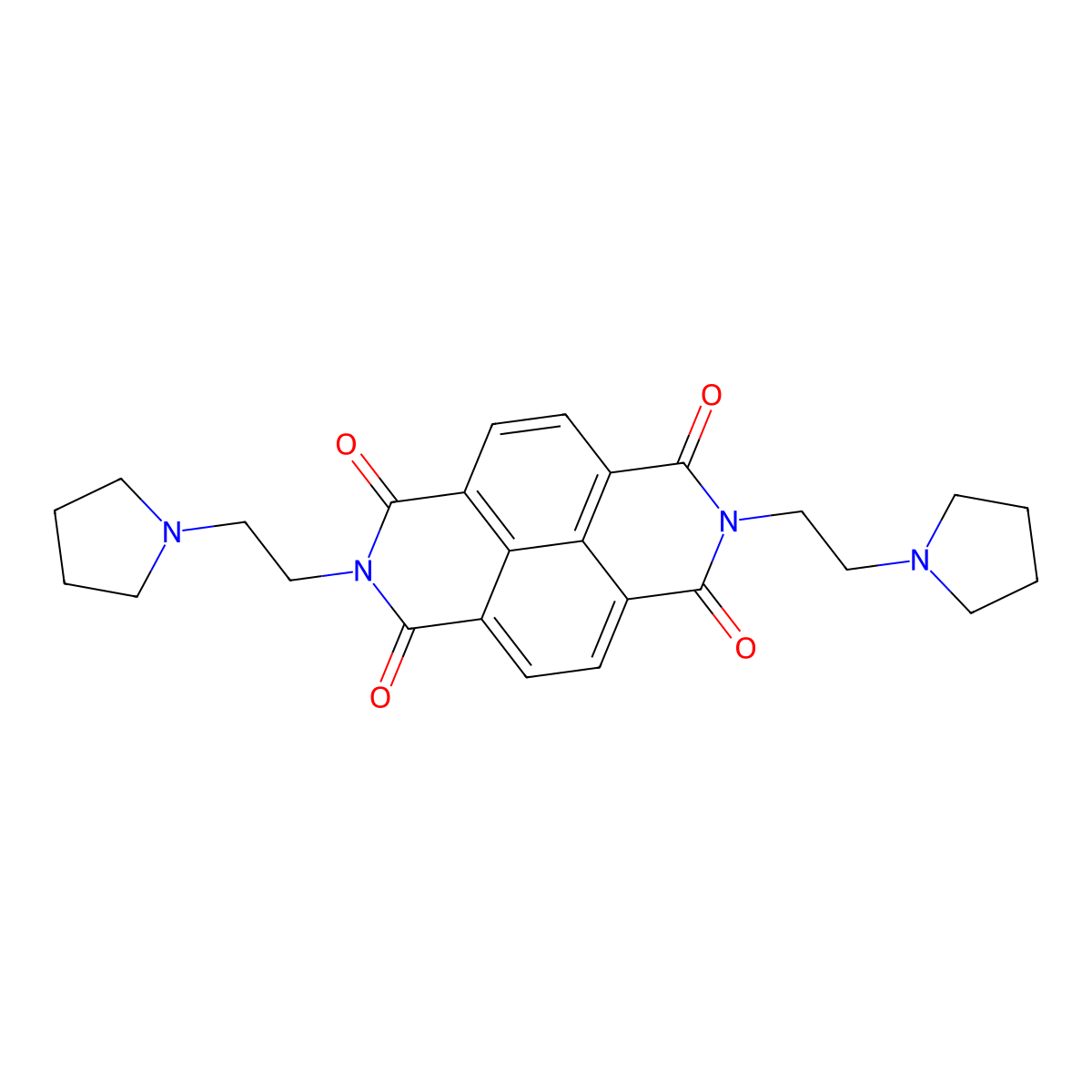 2,7-Bis(2-(pyrrolidin-1-yl)ethyl)benzo[lmn][3,8]phenanthroline-1,3,6,8(2H,7H)-tetraone molecular structure, CAS 3660-30-8