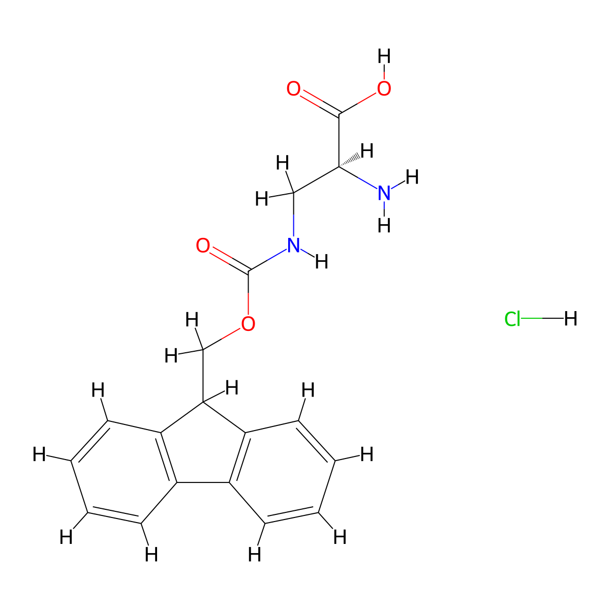 (2S)-2-amino-3-({[(9H-fluoren-9-yl)methoxy]carbonyl}amino)propanoic acid hydrochloride molecular structure, CAS 366009-04-3