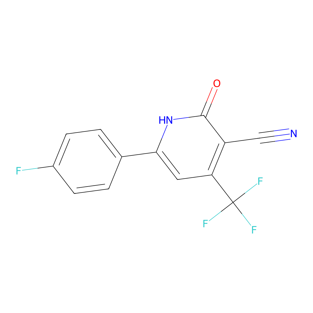 6-(4-Fluorophenyl)-2-oxo-4-(trifluoromethyl)-1,2-dihydro-3-pyridinecarbonitrile molecular structure, CAS 366022-33-5