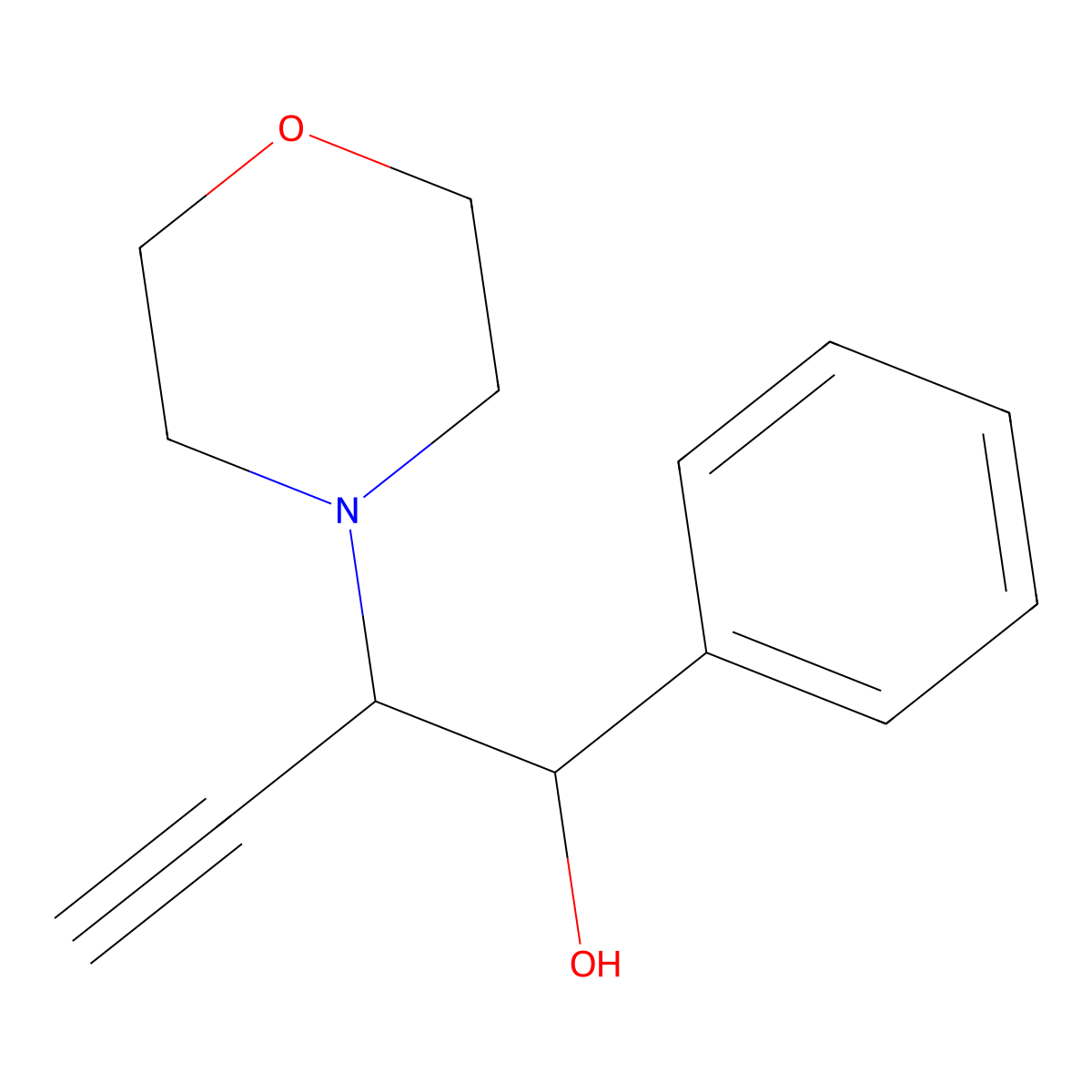 2-Morpholin-4-yl-1-phenylbut-3-yn-1-ol molecular structure, CAS 36610-94-3