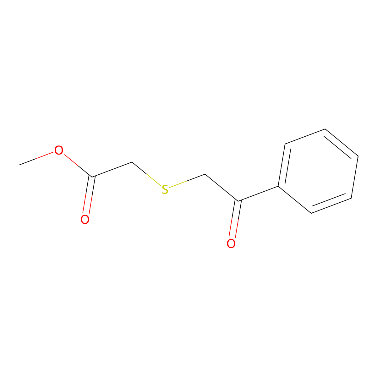 Methyl 2-((2-oxo-2-phenylethyl)thio)acetate molecular structure, CAS 36615-92-6